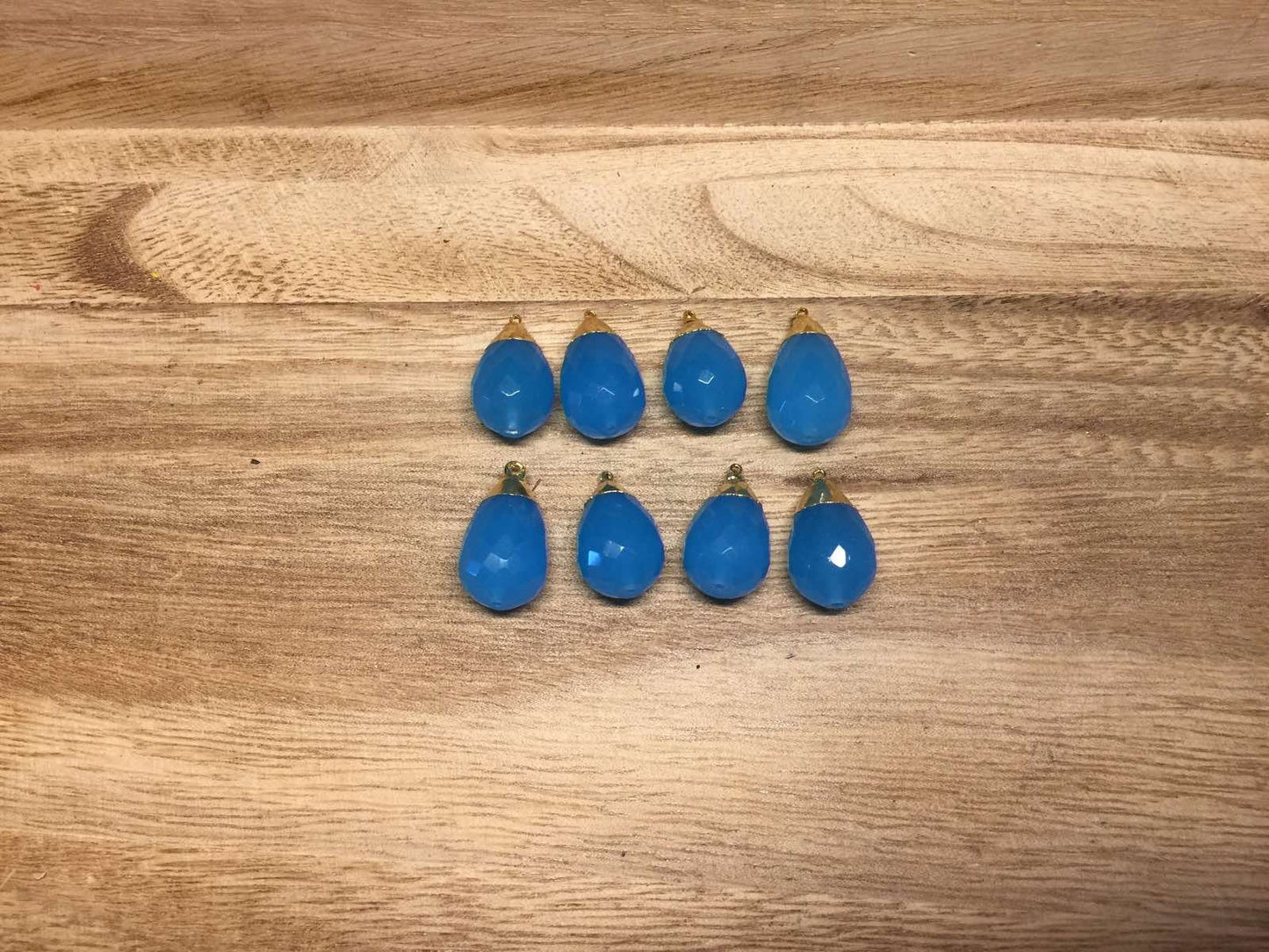 13mm Faceted Blue Quartz Bead, Gold Electroplated, Beads for Pendant Necklace/Bracelet Charm/Earring, Jewelry Making Supplies, Natural Stone