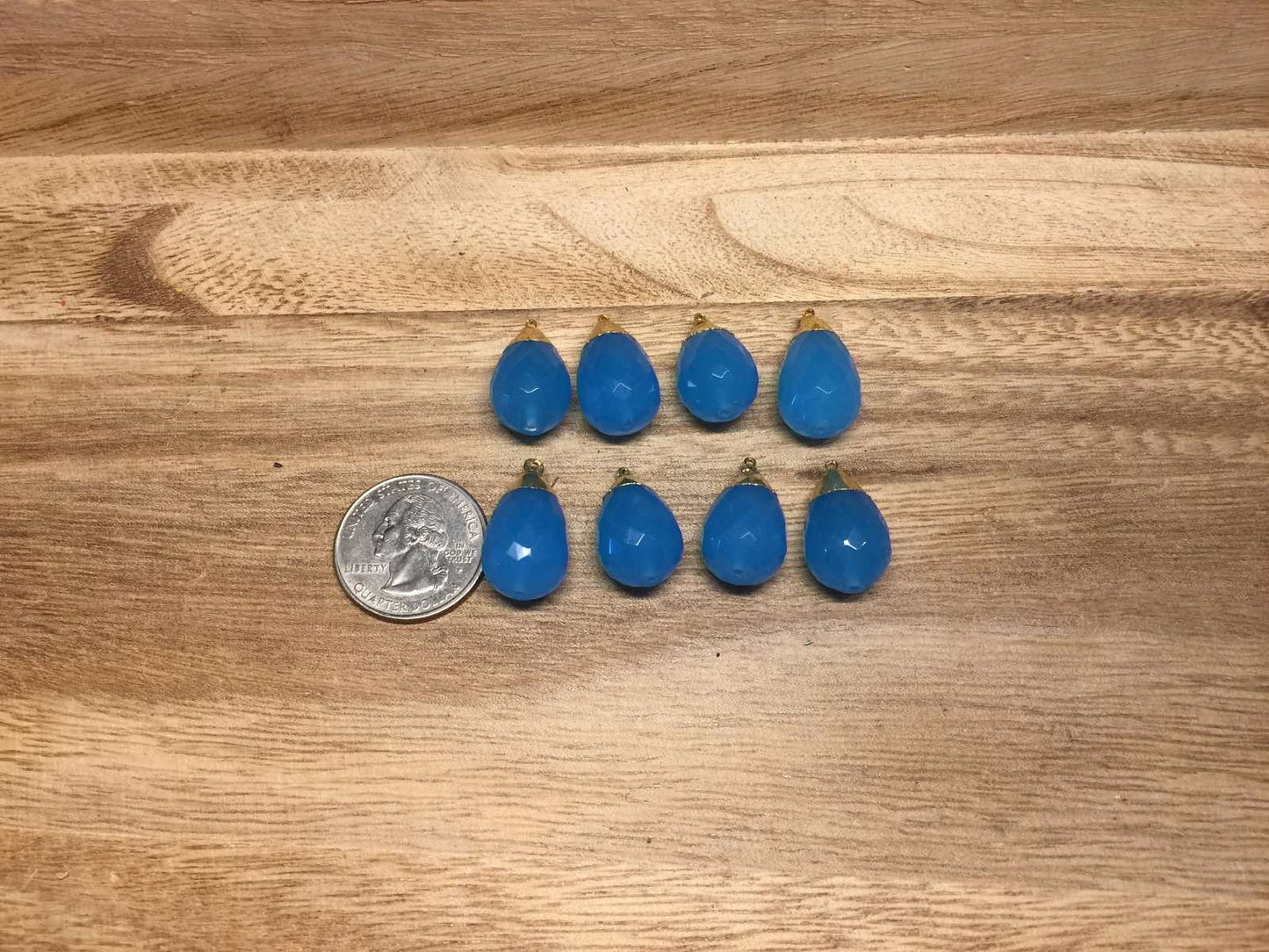 13mm Faceted Blue Quartz Bead, Gold Electroplated, Beads for Pendant Necklace/Bracelet Charm/Earring, Jewelry Making Supplies, Natural Stone