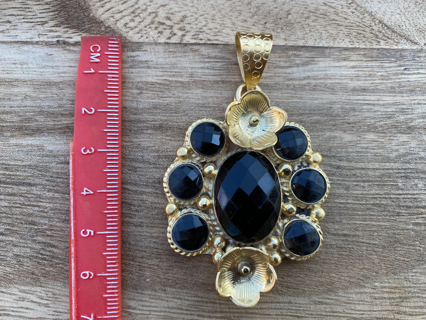 Smoky Topaz Gemstone Pendant, 14k Brushed Gold Overlay, Natural Stone Pendant,Necklace Pendant,Birthstone Pendant, Ethnic Jewelry from Nepal