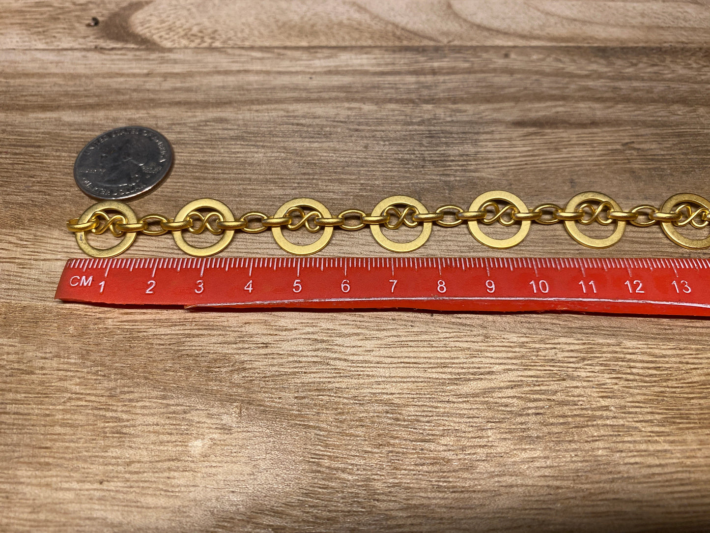 14mm Plain Circle & Small Oval Link Chain, High Quality 18K Matte Gold Overlay,Anti Tarnish, Open Link,Chain By The Foot, Chain for Necklace