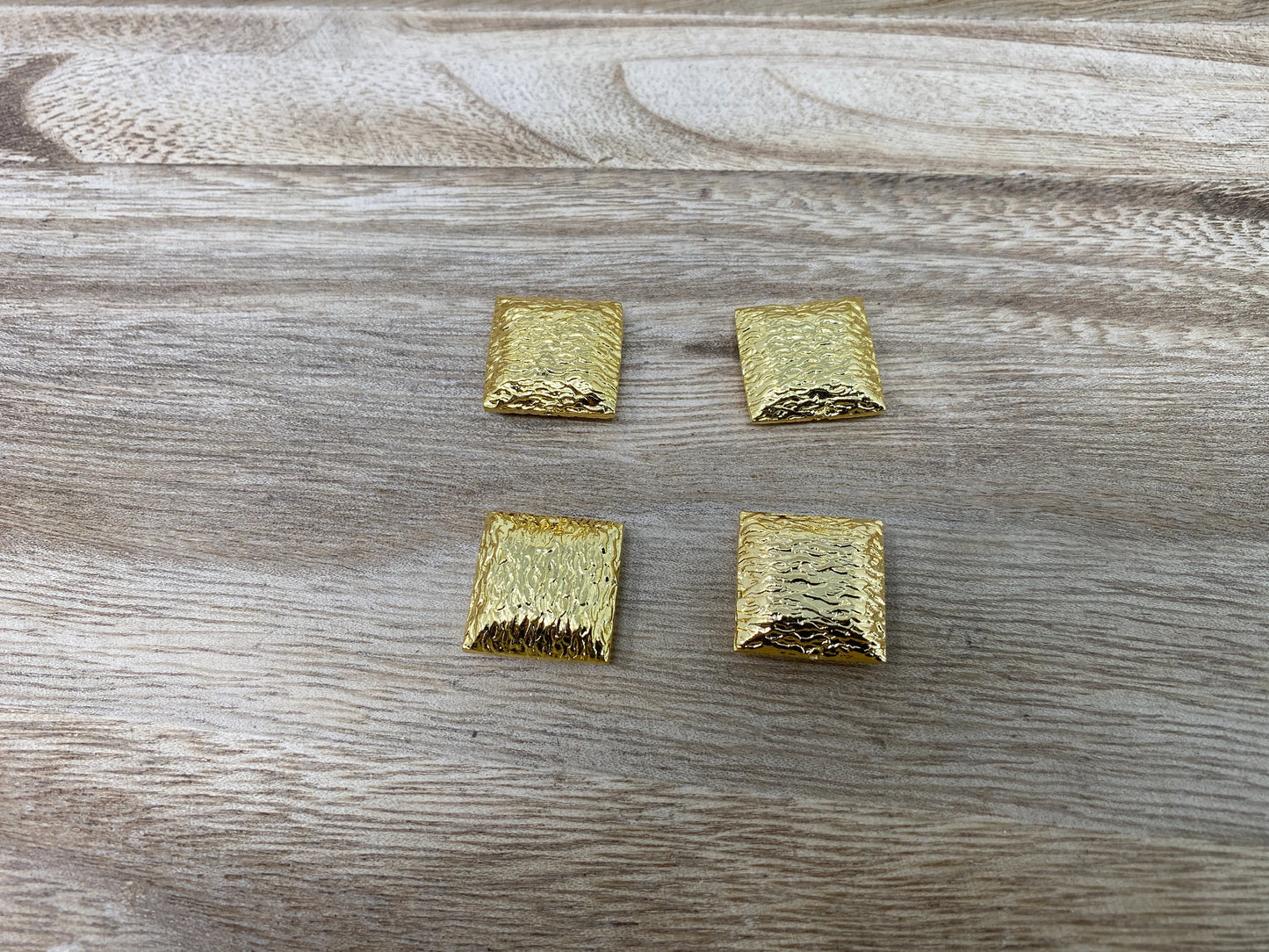 18mm Square Gold Beads, 18K Shiny Gold Overlay, Spacer Beads, Brass Bead, Gold Plated Findings, Jewelry Making Supplies, Beads for Bracelet