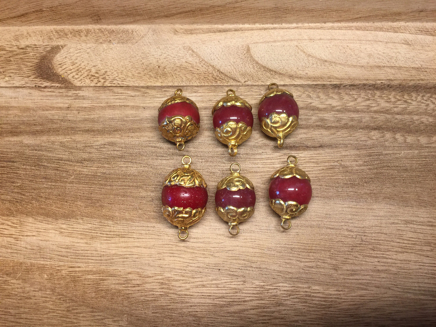 19mm African Glass Bead, 18K Gold overlay, Ethnic Tribal Boho Tibetan Design, Bead for Necklace or Bracelet, Guru / Mala / Center Bead, Yoga