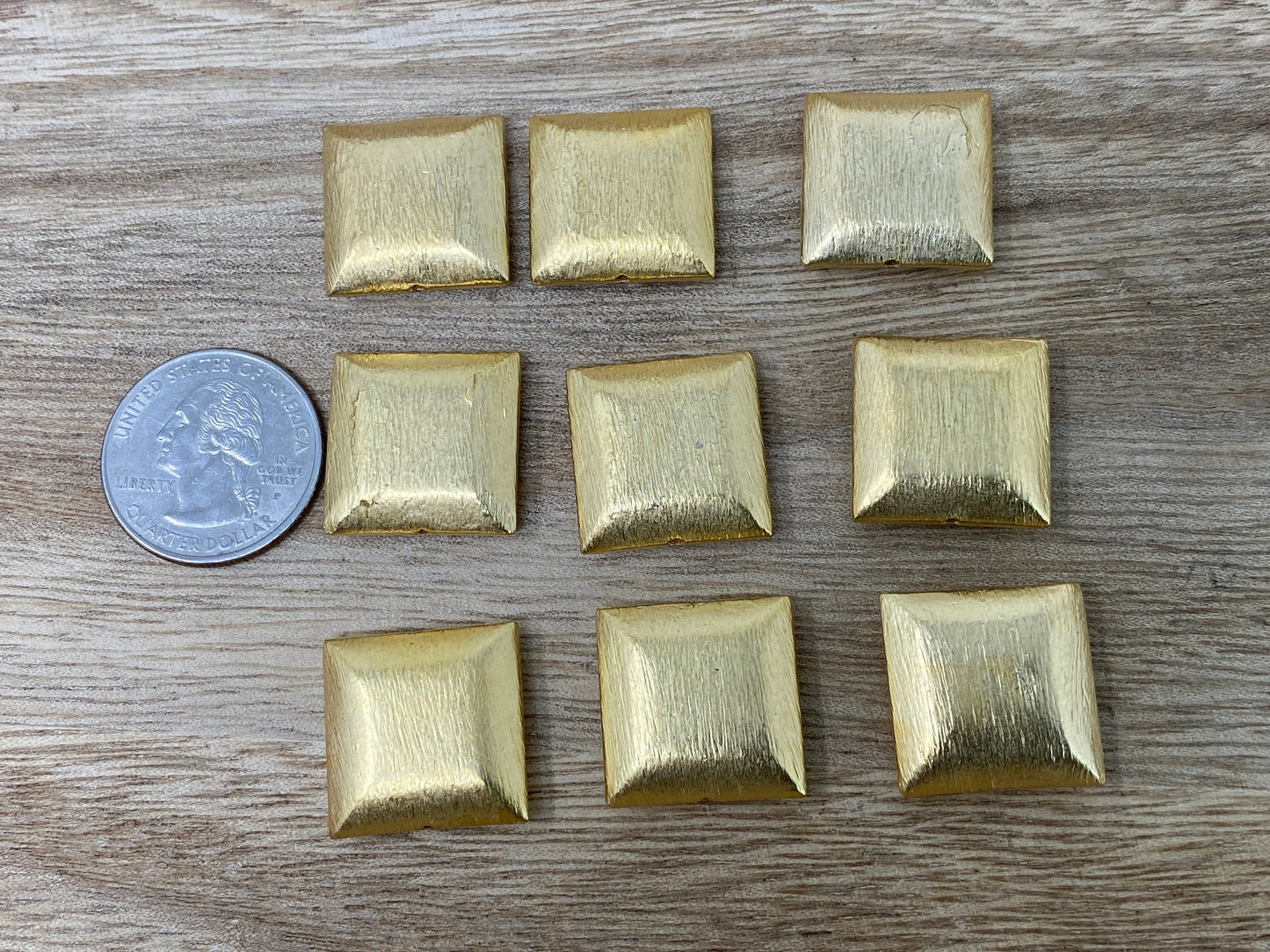 20mm Square Brushed Gold Bead, Spacer Bead, 18K Matte Gold Plated Findings, Brass Bead, Jewelry Making Supplies, Beads for Bracelet/Necklace