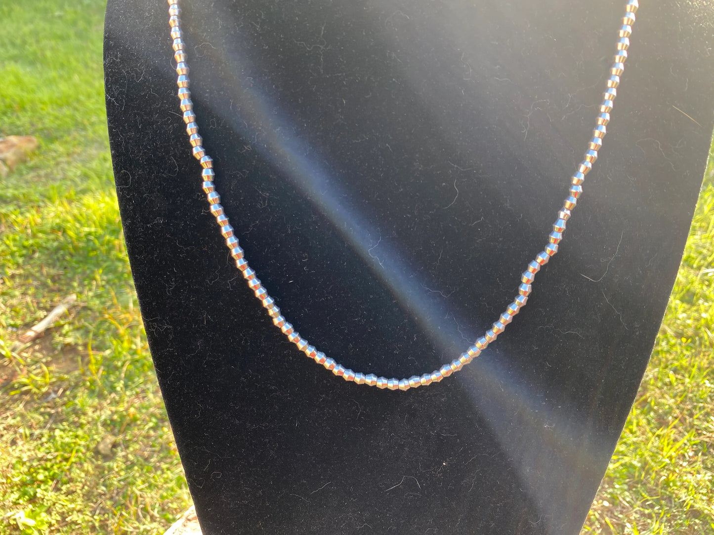 24 Inches Long 4mm Ethiopian Silver Plated Heishi Beads Necklace, African Beads Jewelry, Ethnic Jewelry, Tribal Jewelry, African Metal Beads