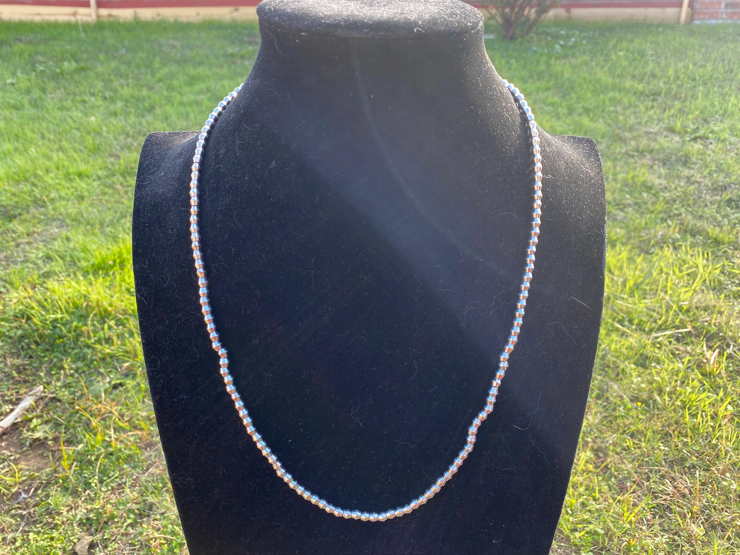 24 Inches Long 4mm Ethiopian Silver Plated Heishi Beads Necklace, African Beads Jewelry, Ethnic Jewelry, Tribal Jewelry, African Metal Beads