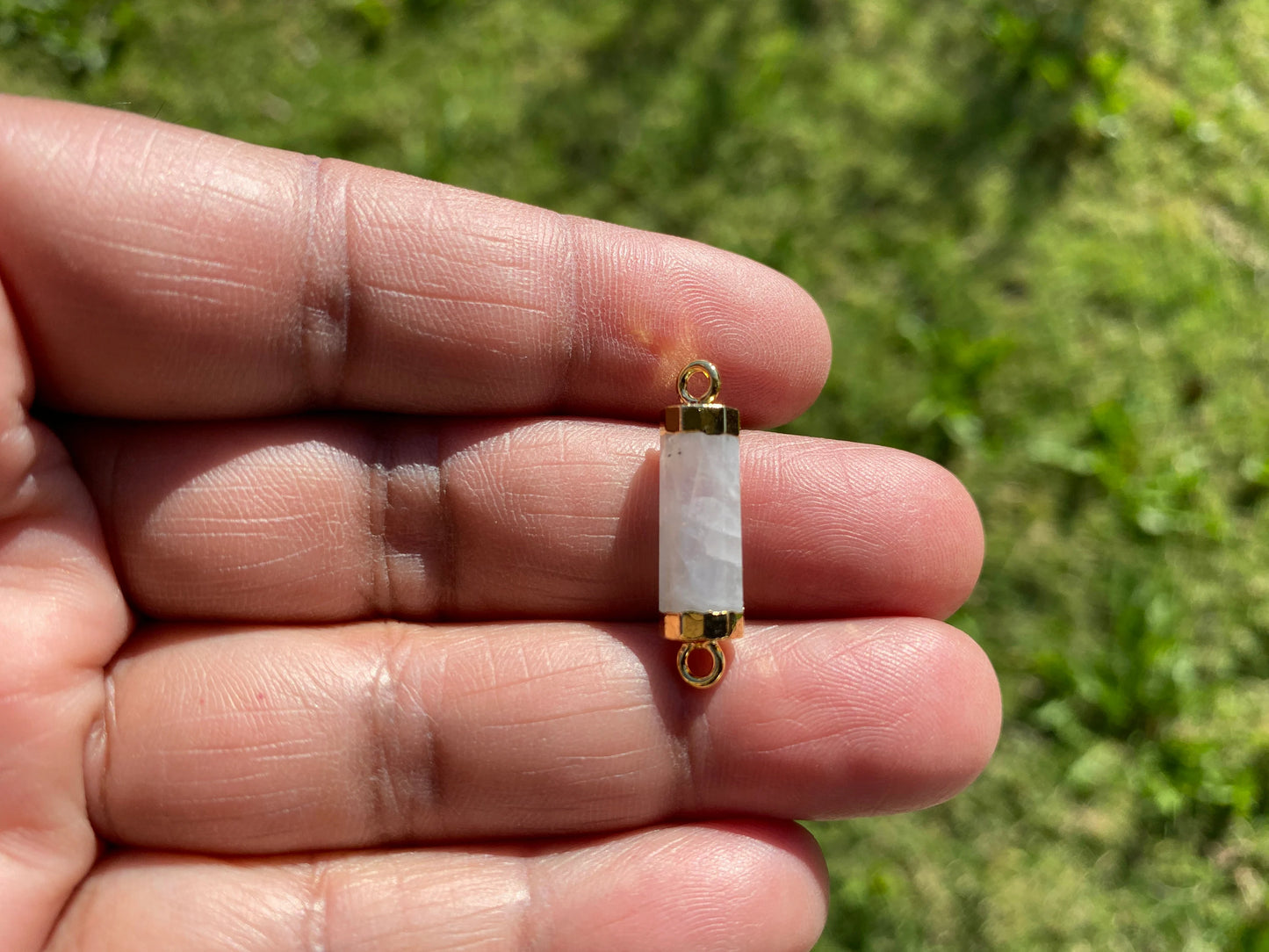 26X7 mm, Cylindrical Bar Double Bail Gemstone Connector, Faceted Gemstone, Gold Electroplated, Jewelry Making Supplies, Barrel Shape Charms