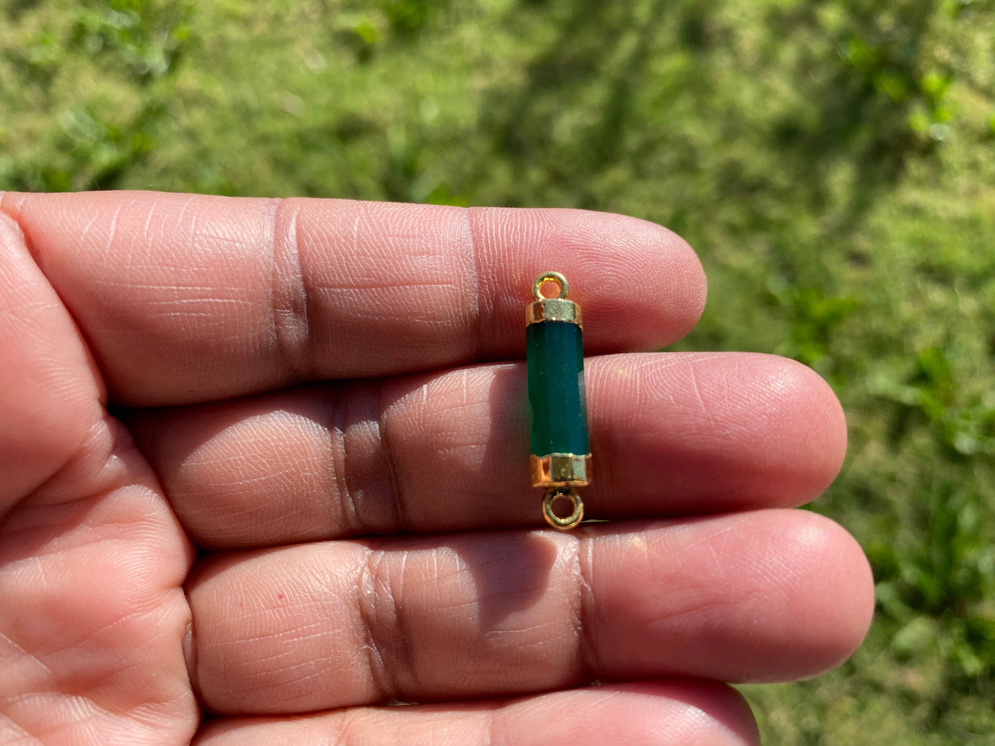 26X7 mm, Cylindrical Bar Double Bail Gemstone Connector, Faceted Gemstone, Gold Electroplated, Jewelry Making Supplies, Barrel Shape Charms