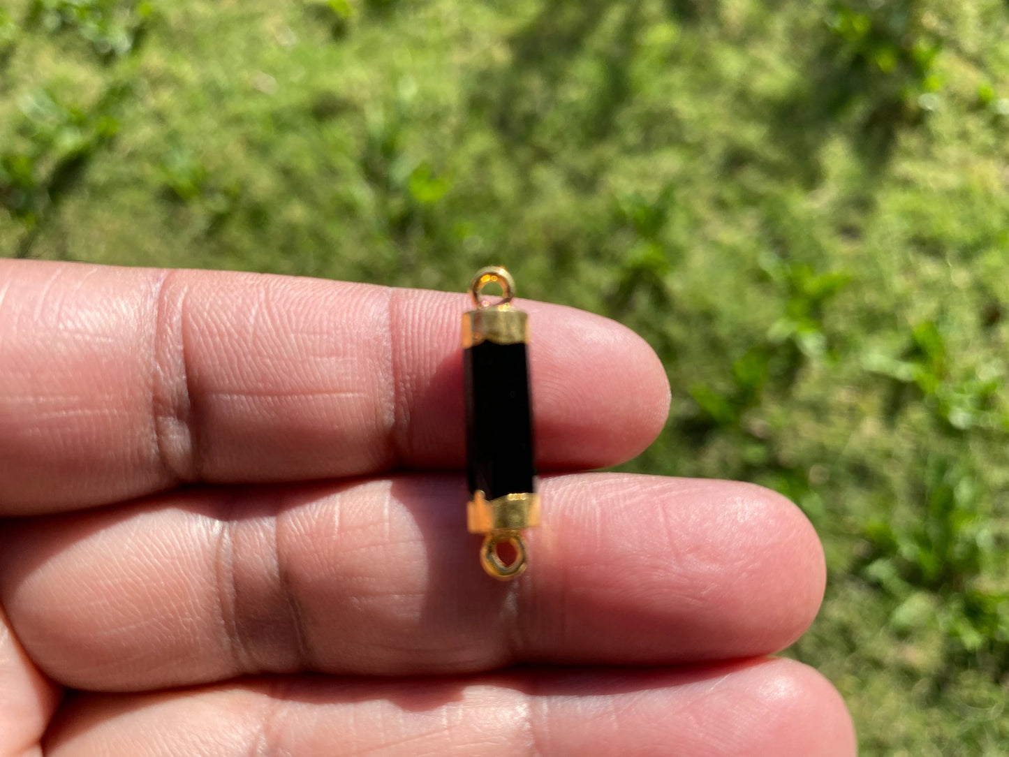 26X7 mm, Cylindrical Bar Double Bail Gemstone Connector, Faceted Gemstone, Gold Electroplated, Jewelry Making Supplies, Barrel Shape Charms