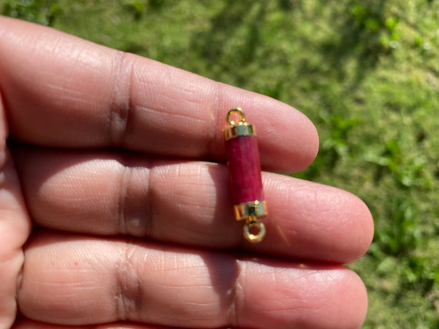 26X7 mm, Cylindrical Bar Double Bail Gemstone Connector, Faceted Gemstone, Gold Electroplated, Jewelry Making Supplies, Barrel Shape Charms