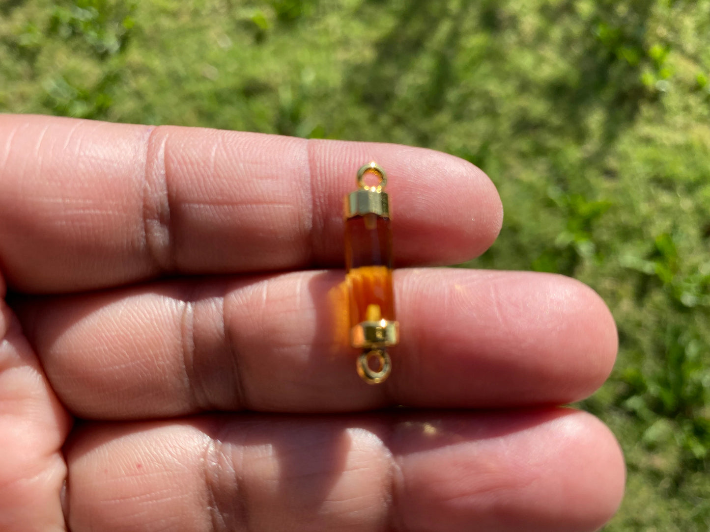 26X7 mm, Cylindrical Bar Double Bail Gemstone Connector, Faceted Gemstone, Gold Electroplated, Jewelry Making Supplies, Barrel Shape Charms