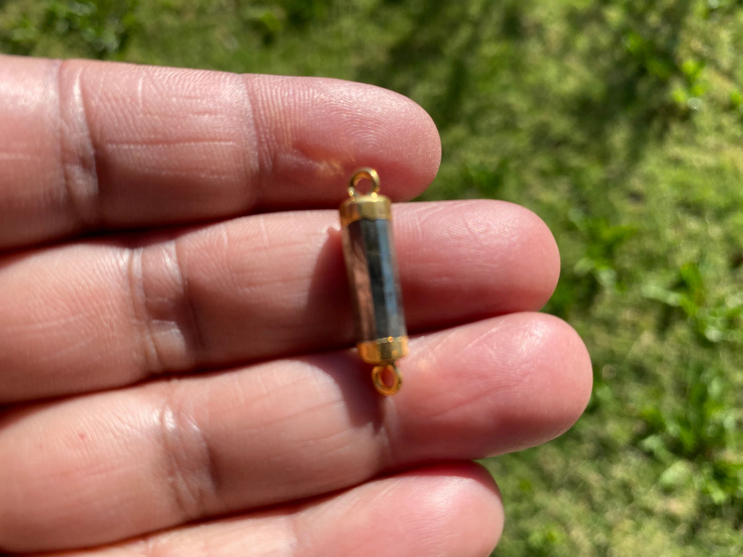 26X7 mm, Cylindrical Bar Double Bail Gemstone Connector, Faceted Gemstone, Gold Electroplated, Jewelry Making Supplies, Barrel Shape Charms