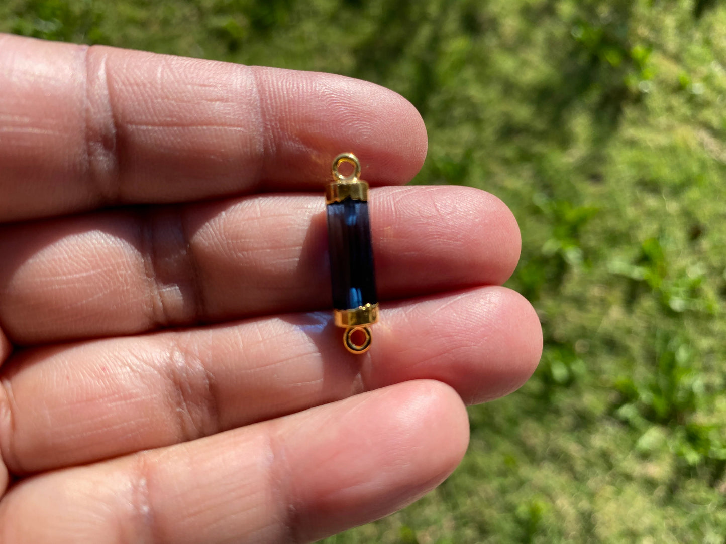 26X7 mm, Cylindrical Bar Double Bail Gemstone Connector, Faceted Gemstone, Gold Electroplated, Jewelry Making Supplies, Barrel Shape Charms