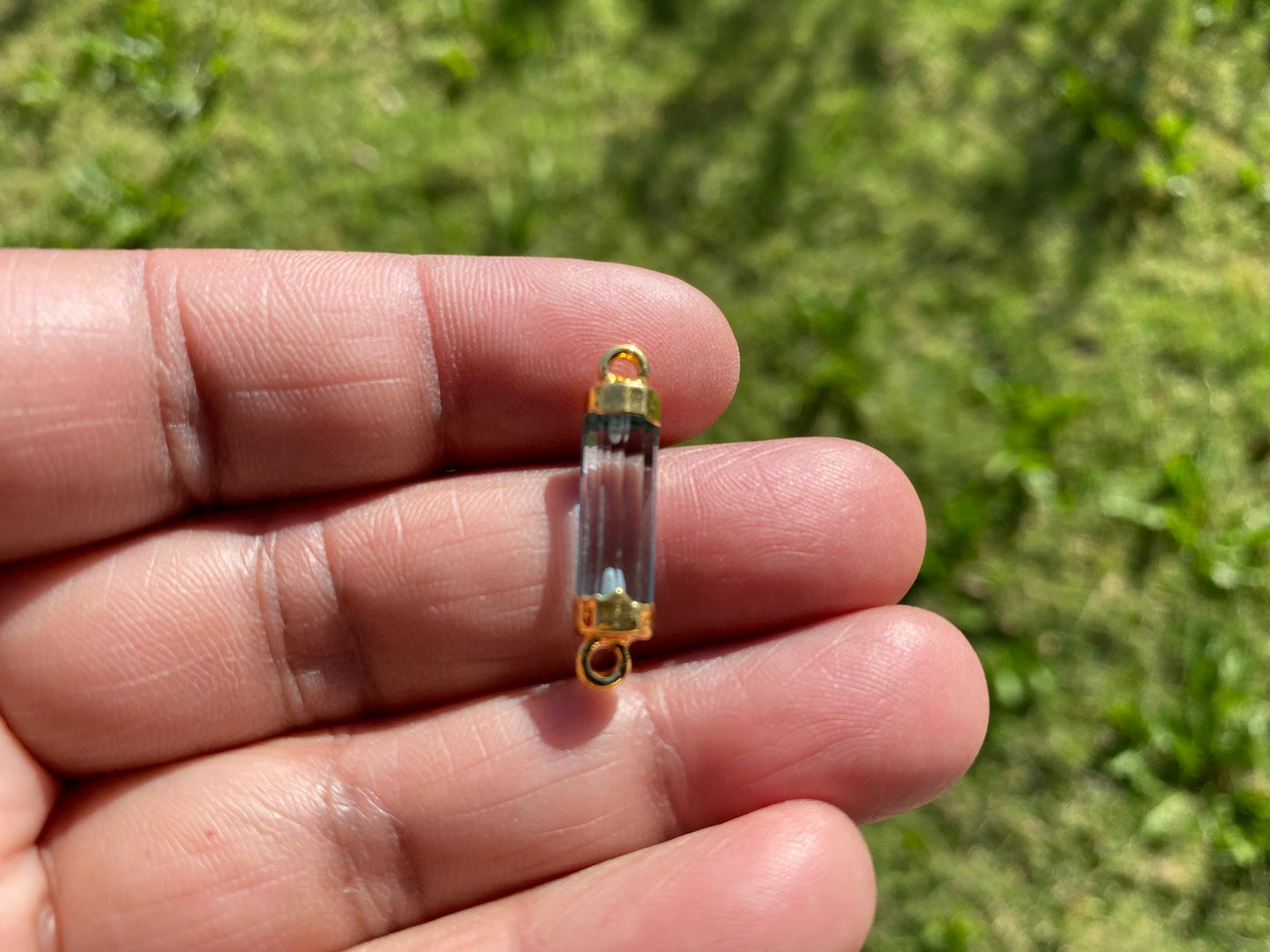 26X7 mm, Cylindrical Bar Double Bail Gemstone Connector, Faceted Gemstone, Gold Electroplated, Jewelry Making Supplies, Barrel Shape Charms