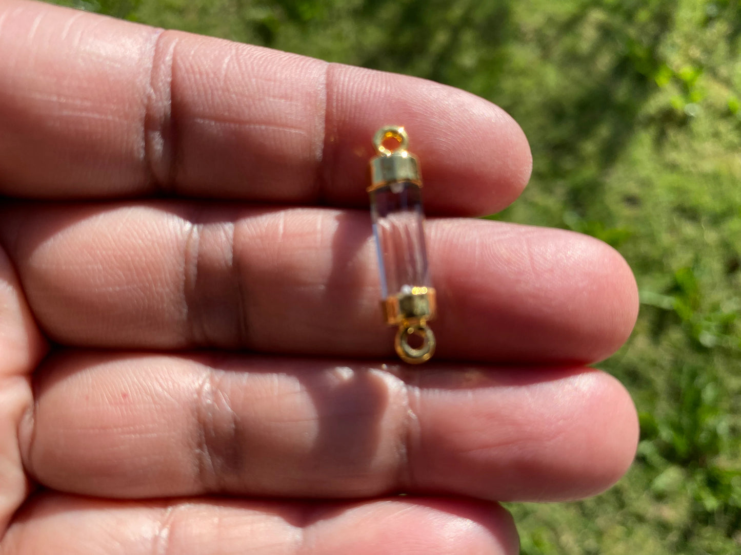 26X7 mm, Cylindrical Bar Double Bail Hydro Quartz Gemstone Connector, Faceted Gemstone, Gold Electroplated, Jewelry Making Supplies, Barrel