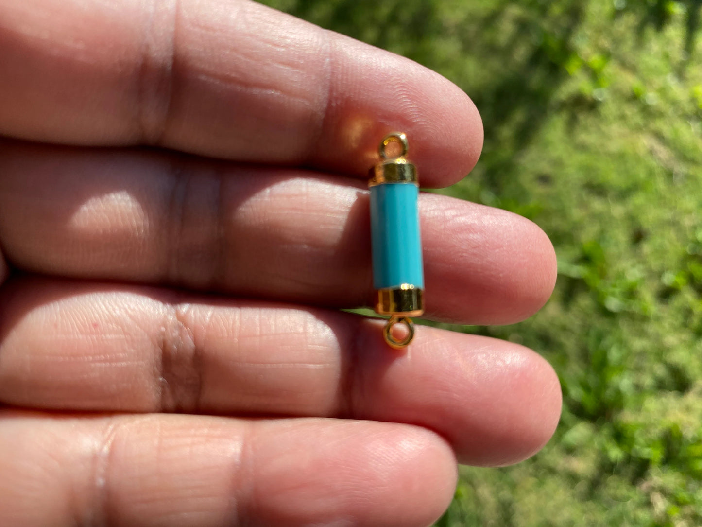 26X7 mm, Cylindrical Bar Double Bail Hydro Quartz Gemstone Connector, Faceted Gemstone, Gold Electroplated, Jewelry Making Supplies, Barrel