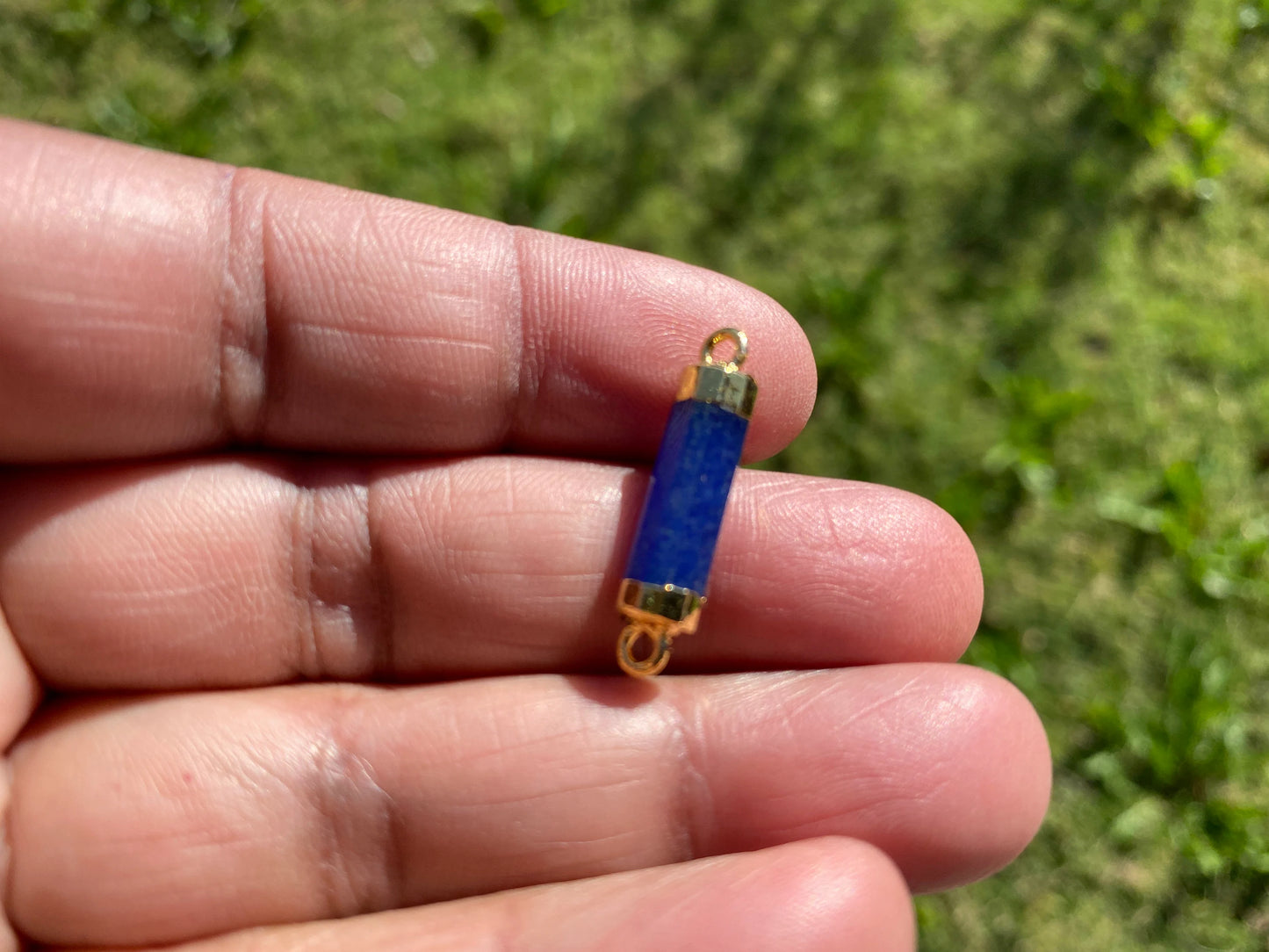 26X7 mm, Cylindrical Bar Double Bail Hydro Quartz Gemstone Connector, Faceted Gemstone, Gold Electroplated, Jewelry Making Supplies, Barrel
