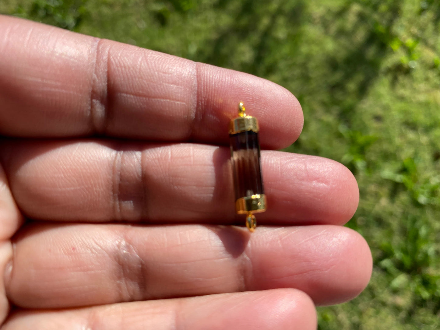 26X7 mm, Cylindrical Bar Double Bail Hydro Quartz Gemstone Connector, Faceted Gemstone, Gold Electroplated, Jewelry Making Supplies, Barrel