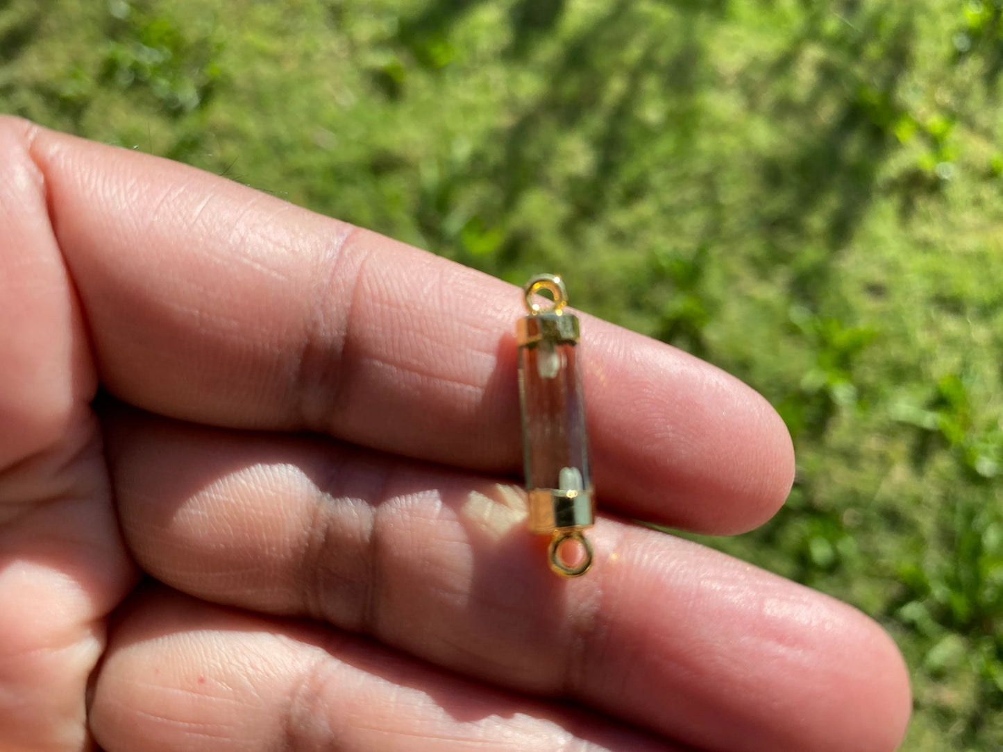 26X7 mm, Cylindrical Bar Double Bail Hydro Quartz Gemstone Connector, Faceted Gemstone, Gold Electroplated, Jewelry Making Supplies, Barrel