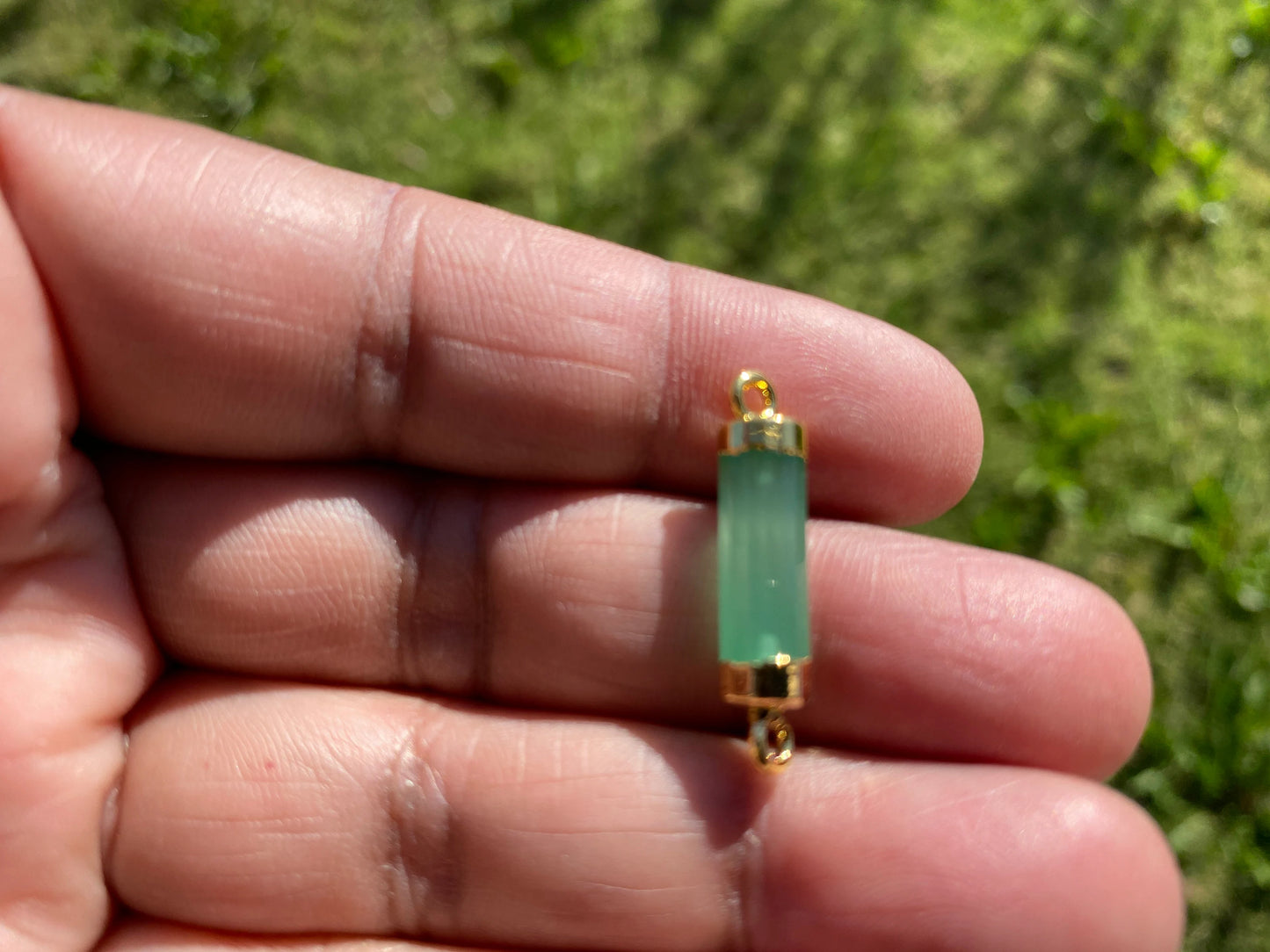 26X7 mm, Cylindrical Bar Double Bail Hydro Quartz Gemstone Connector, Faceted Gemstone, Gold Electroplated, Jewelry Making Supplies, Barrel