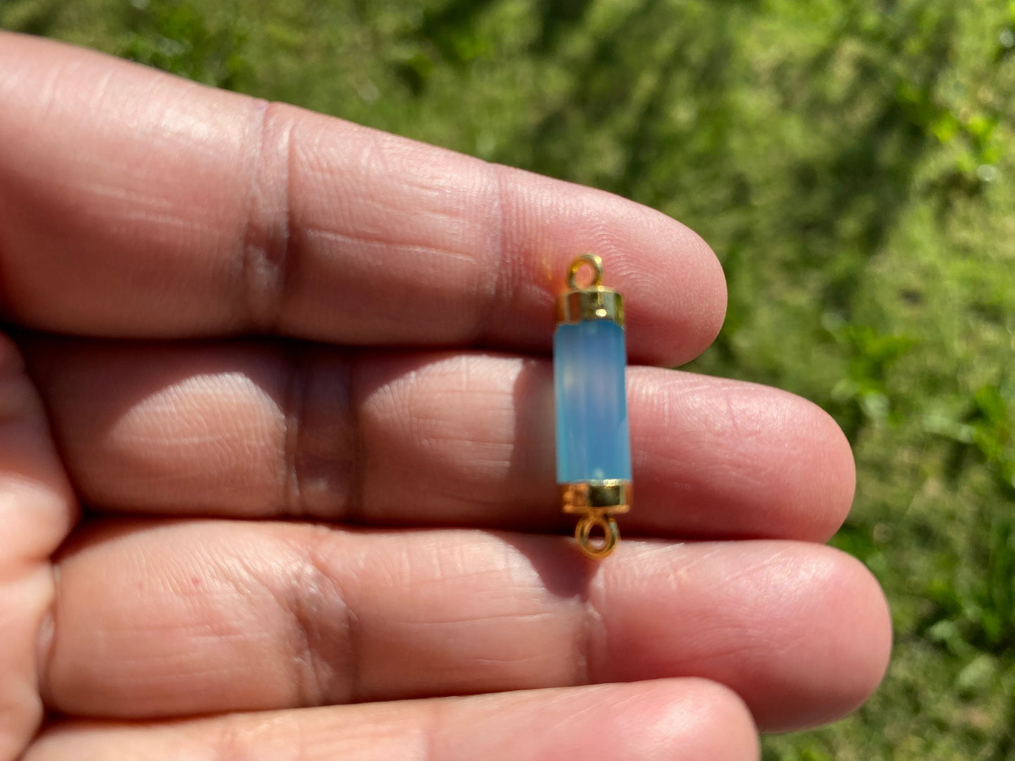 26X7 mm, Cylindrical Bar Double Bail Hydro Quartz Gemstone Connector, Faceted Gemstone, Gold Electroplated, Jewelry Making Supplies, Barrel