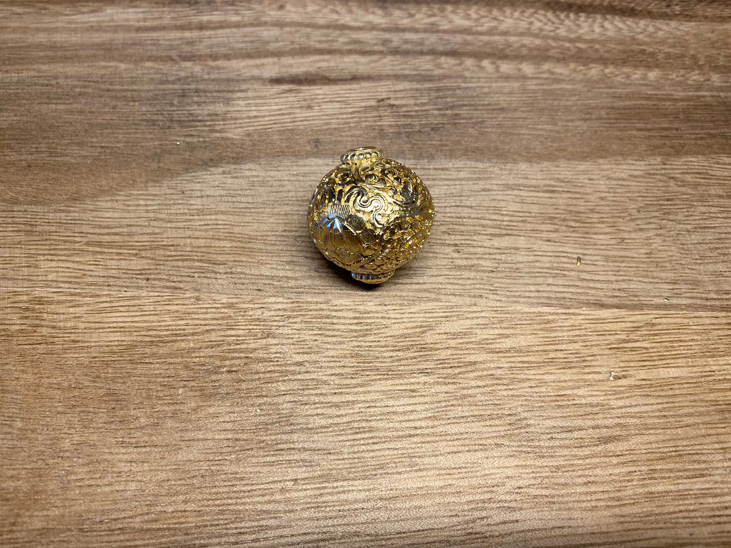 26mm Handcarved Tibetan Bead, 14K Matte Gold Overlay with Anti Tarnish, Guru Bead/Focal Bead, Center Bead, Nepalese Himalayan Ethnic Jewelry