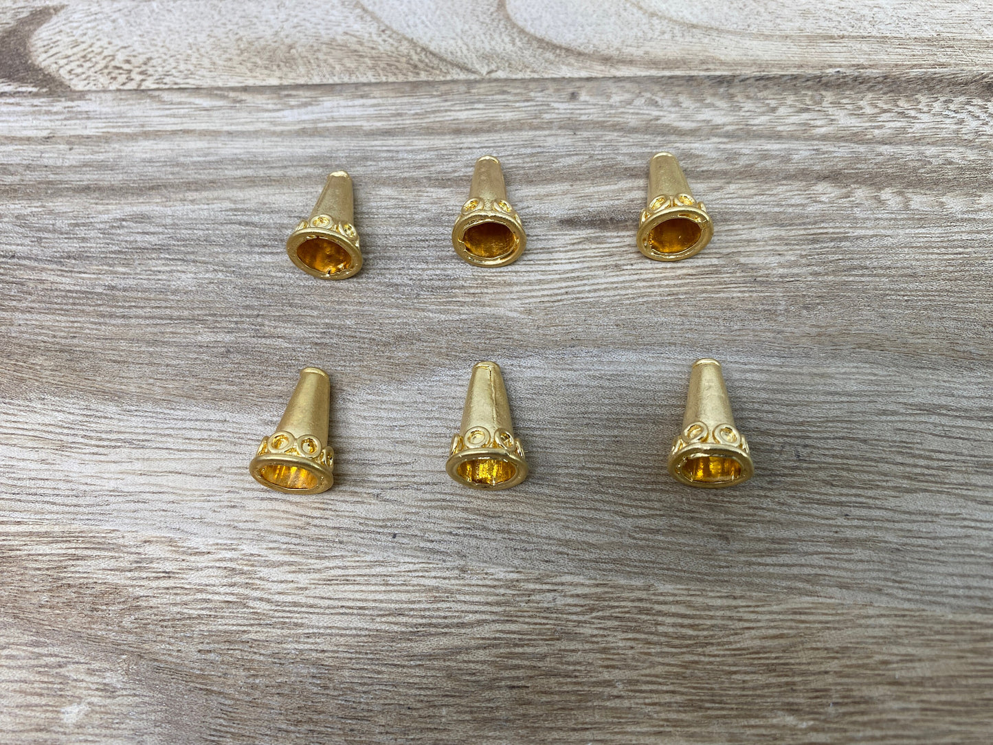 2 pcs,11mm 18k Matt Gold Overlay, Cone End Cap, Tassel Cone Caps, Gold Bead Cone Caps, Cord End Cap, Gold Plated end Caps, Artisan Bead Caps