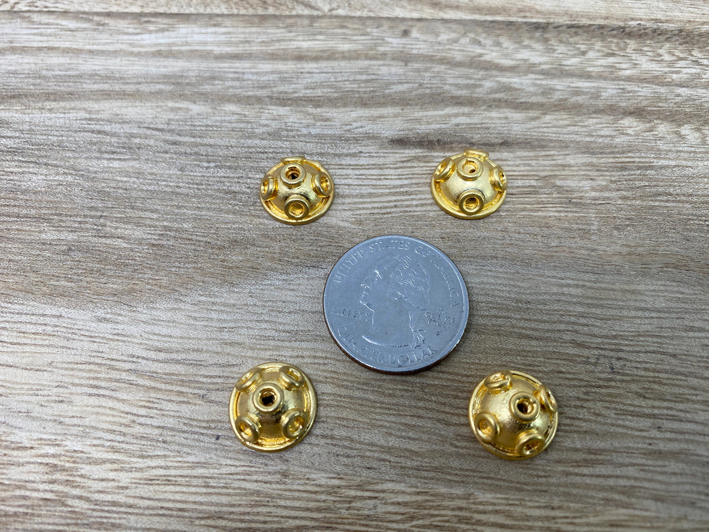 2pcs,14mm 18k Matt Gold End Cap, Tassel Caps, Gold Bead Caps, Cord End Cap, Tassel Caps, Artisan Bead Cap, Gold Plated Findings, Bead String