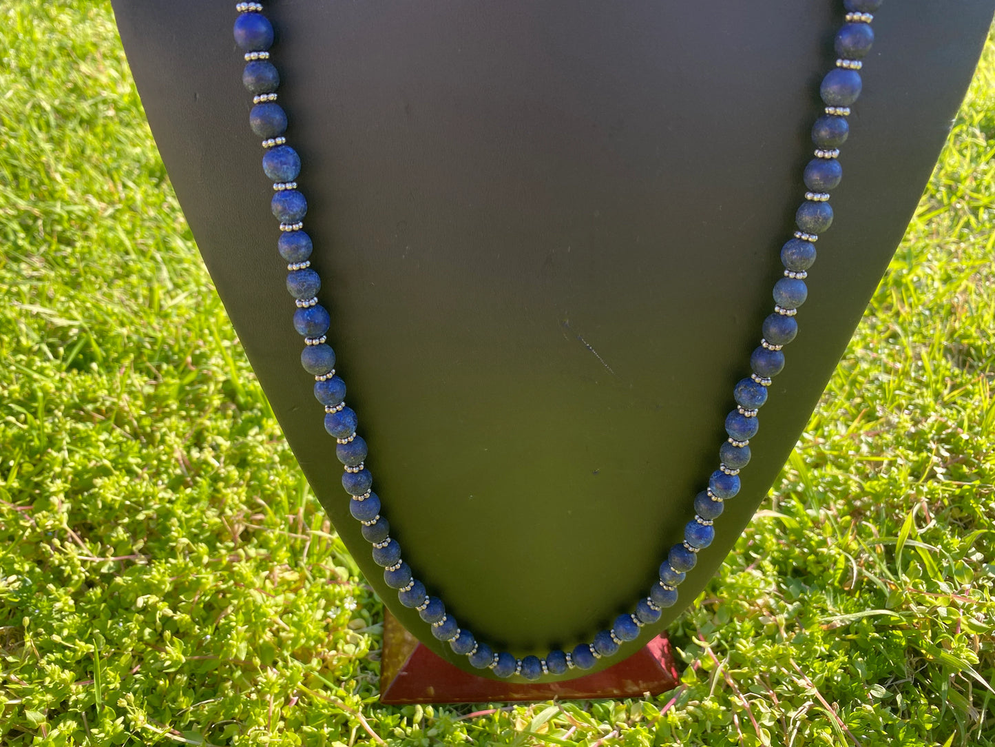 31" Long 9 mm Lapis Lazuli Elegance with S-Hook Closure Necklace, Natural Gemstones, Boho Necklace, Statement Necklace, Boho Chic