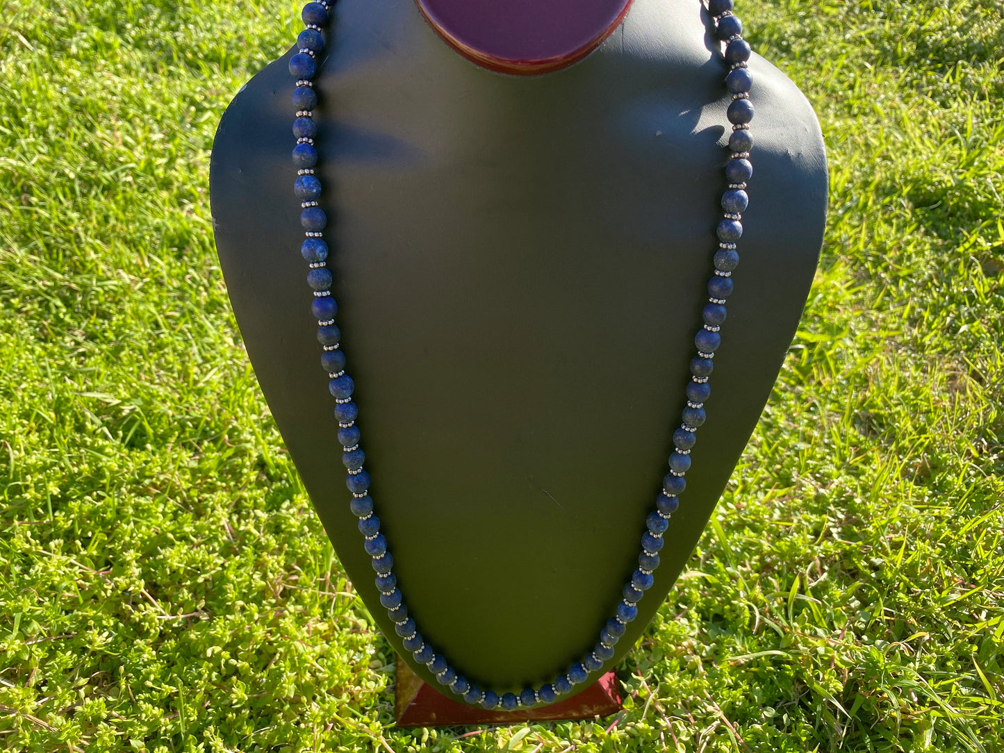 31" Long 9 mm Lapis Lazuli Elegance with S-Hook Closure Necklace, Natural Gemstones, Boho Necklace, Statement Necklace, Boho Chic