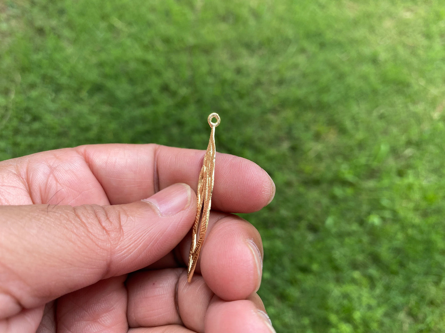 47 X 21mm, Leaf Shape Components for Pendant or Earrings, Brushed Gold Overlay Over Copper Findings, Bridesmaids , Charm for Necklace