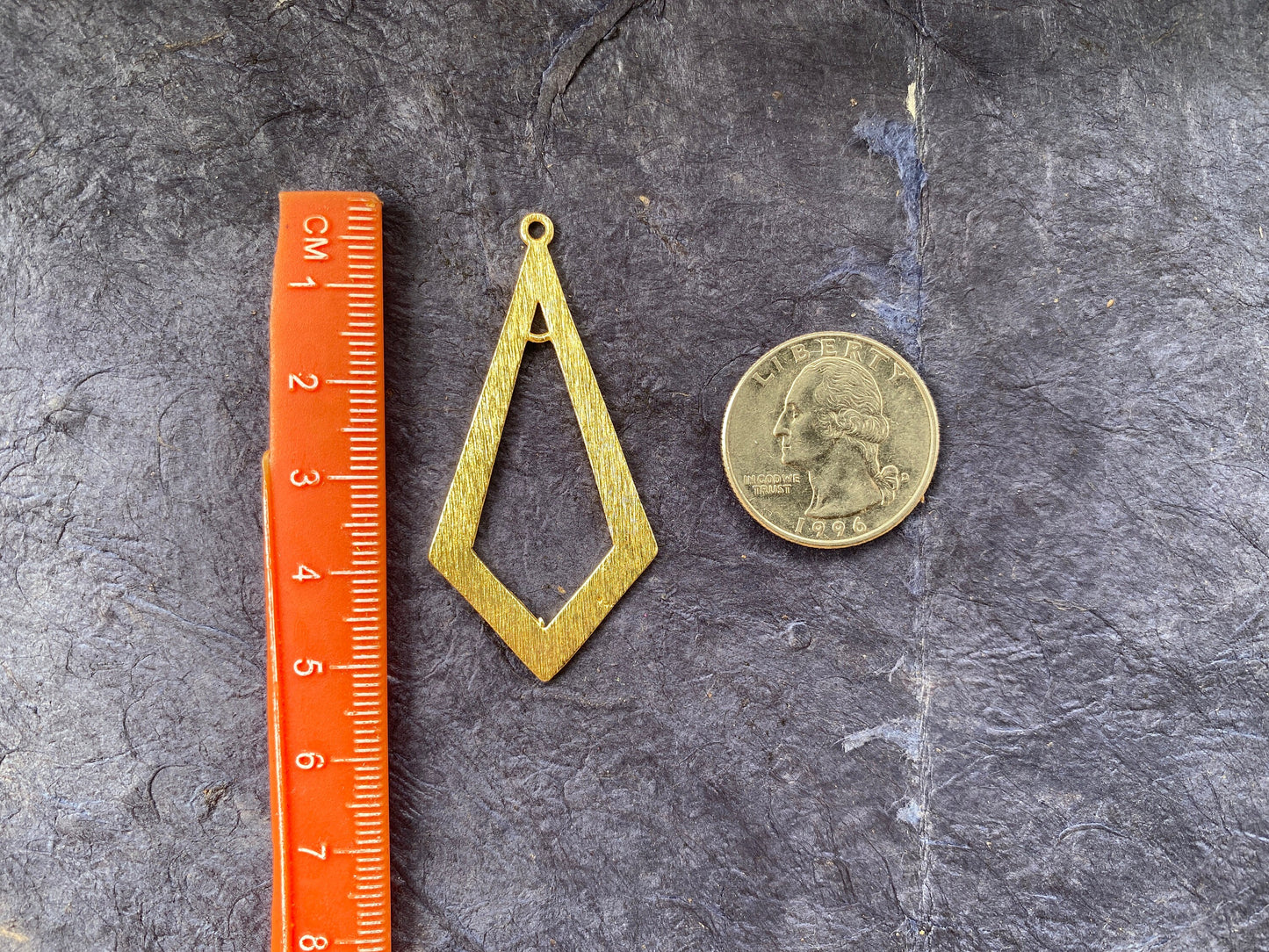 50 X 24 mm Brushed Gold Overlay Over Copper, Diamond Shape Components for Earrings or Pendant Necklace, Jewelry Making Supplies