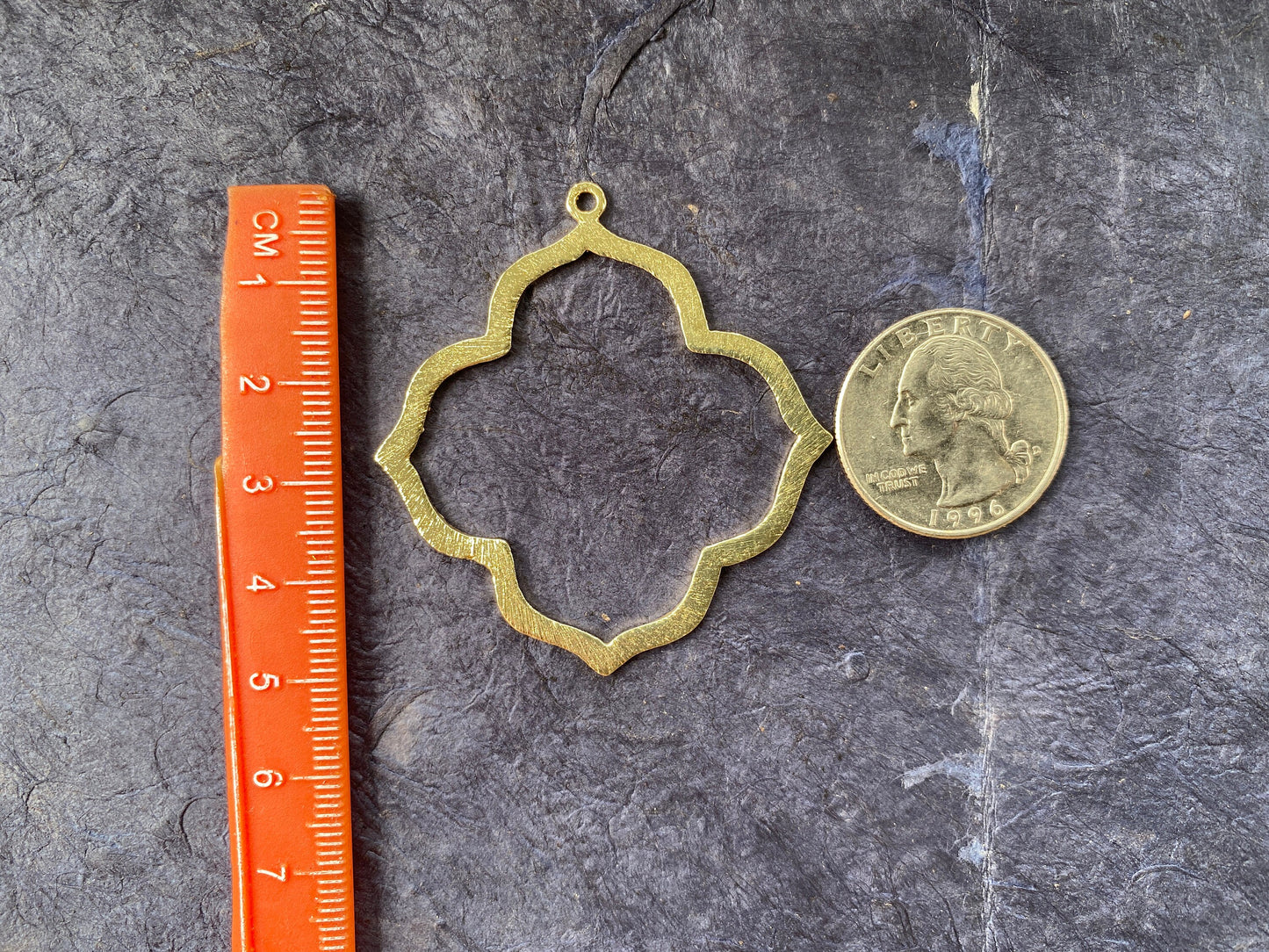 50X48mm, Large Brushed Gold Overlay Over Copper, Open Wavy Flower Blossom Shaped Components for Earrings or Charm Pendant, Jewelry Supplies