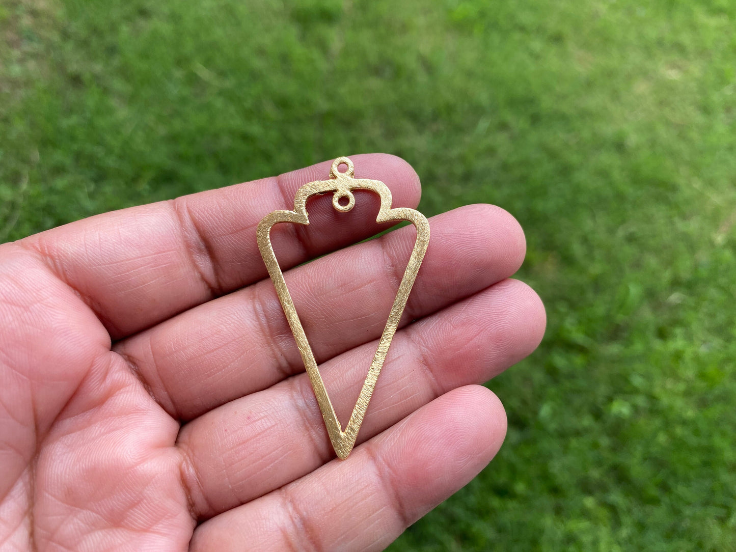 53 X 31mm Size, Long Arrowhead Charm for Earrings, Brushed Gold Overlay Over Copper, Handmade Earring Components, Jewelry Making Findings