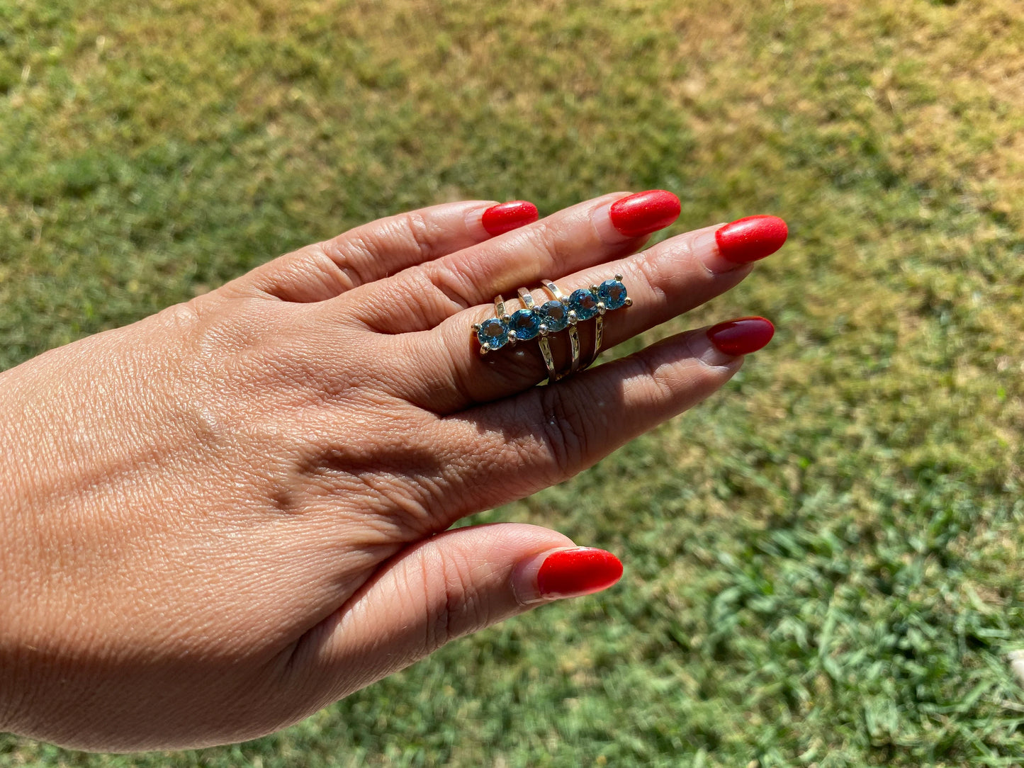 6 or 7 Size Rings, Gold Plated Gemstone Rings, Blue Topaz Rings, Amethyst Ring, Peridot Ring, Garnet Ring, Fixed Size Gemstone Ring
