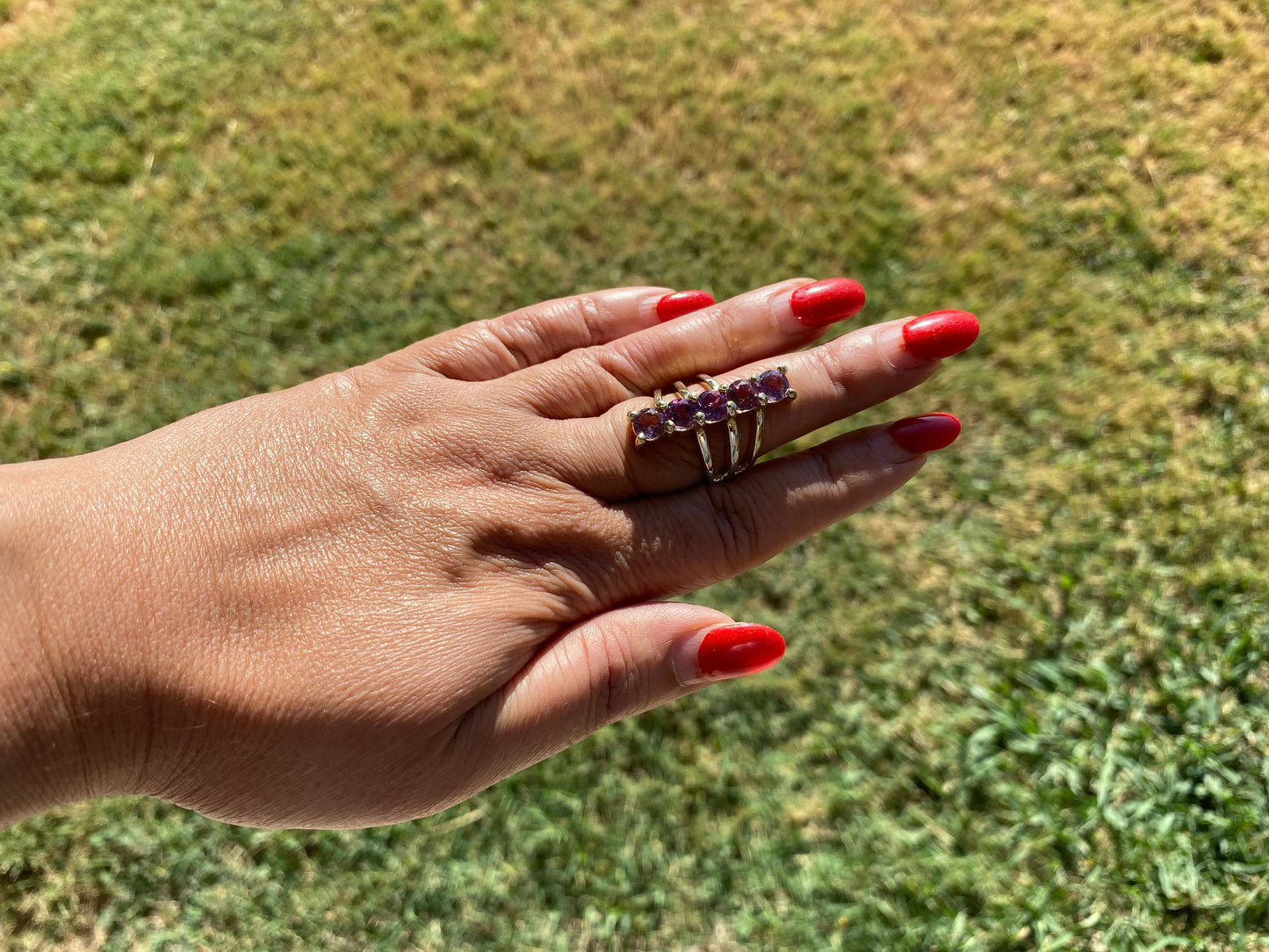 6 or 7 Size Rings, Gold Plated Gemstone Rings, Blue Topaz Rings, Amethyst Ring, Peridot Ring, Garnet Ring, Fixed Size Gemstone Ring