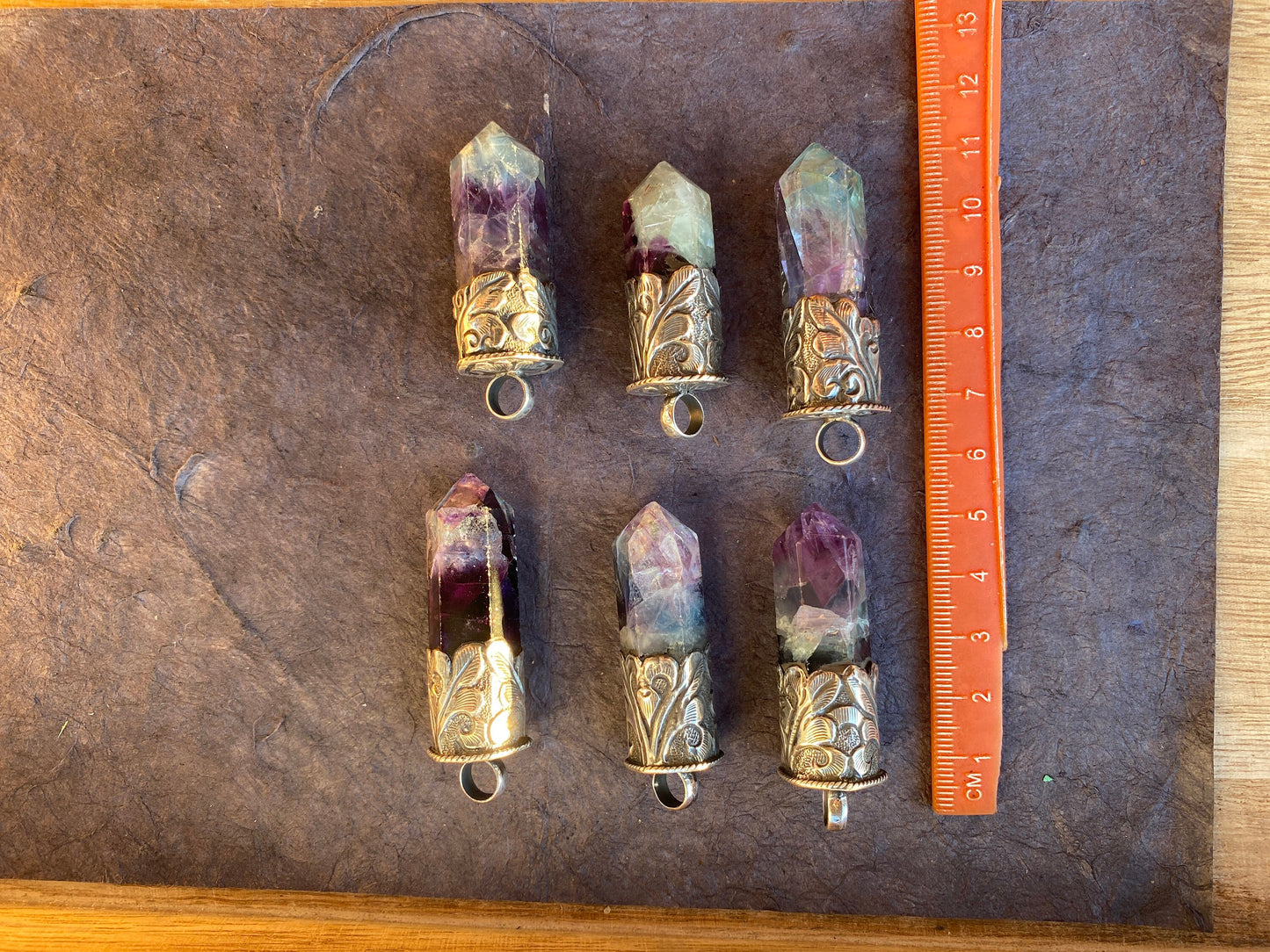 92.5 Sterling Silver Rainbow Fluorite Crystal Point Pendant, Healing Point Crystal, Fluorite Gemstone Point, Natural Fluorite Crystal Point