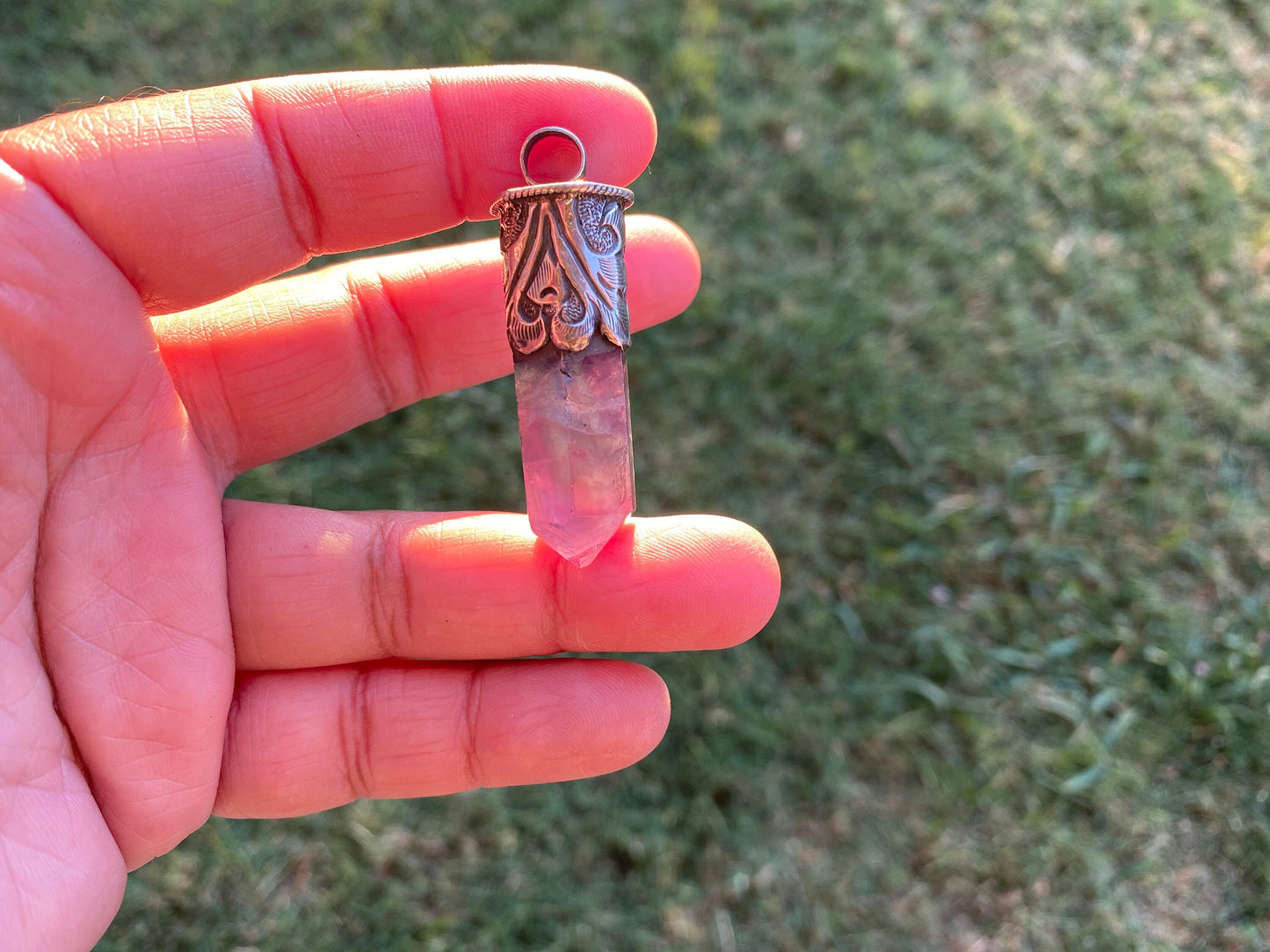 92.5 Sterling Silver Rainbow Fluorite Crystal Point Pendant, Healing Point Crystal, Fluorite Gemstone Point, Natural Fluorite Crystal Point