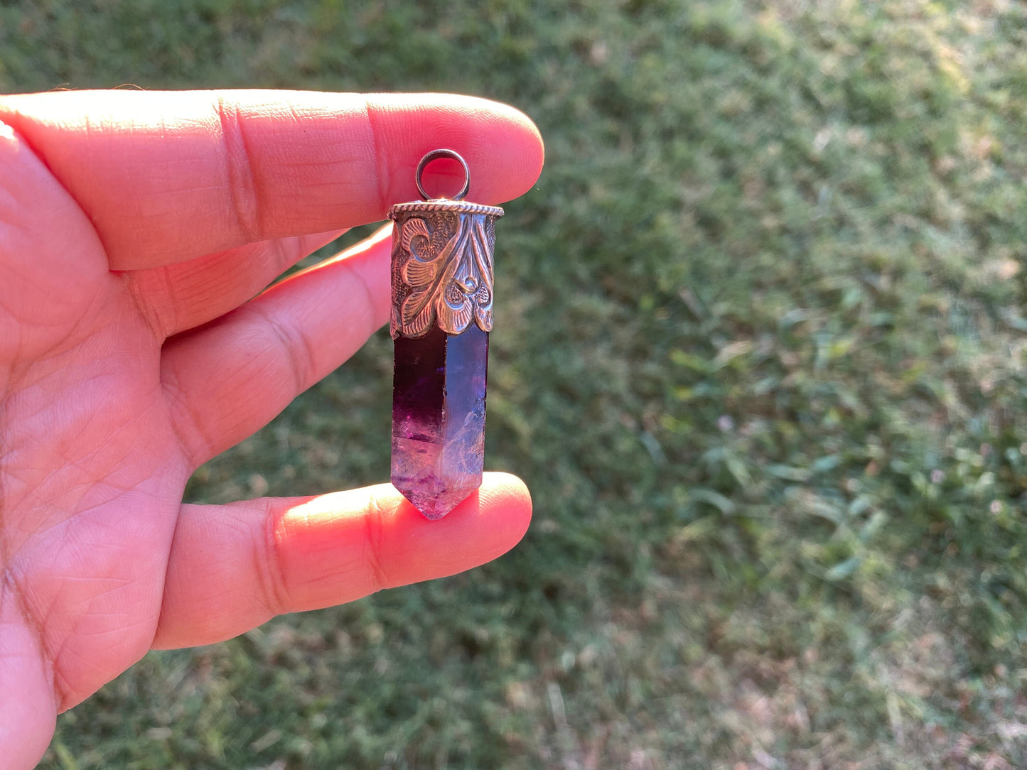 92.5 Sterling Silver Rainbow Fluorite Crystal Point Pendant, Healing Point Crystal, Fluorite Gemstone Point, Natural Fluorite Crystal Point