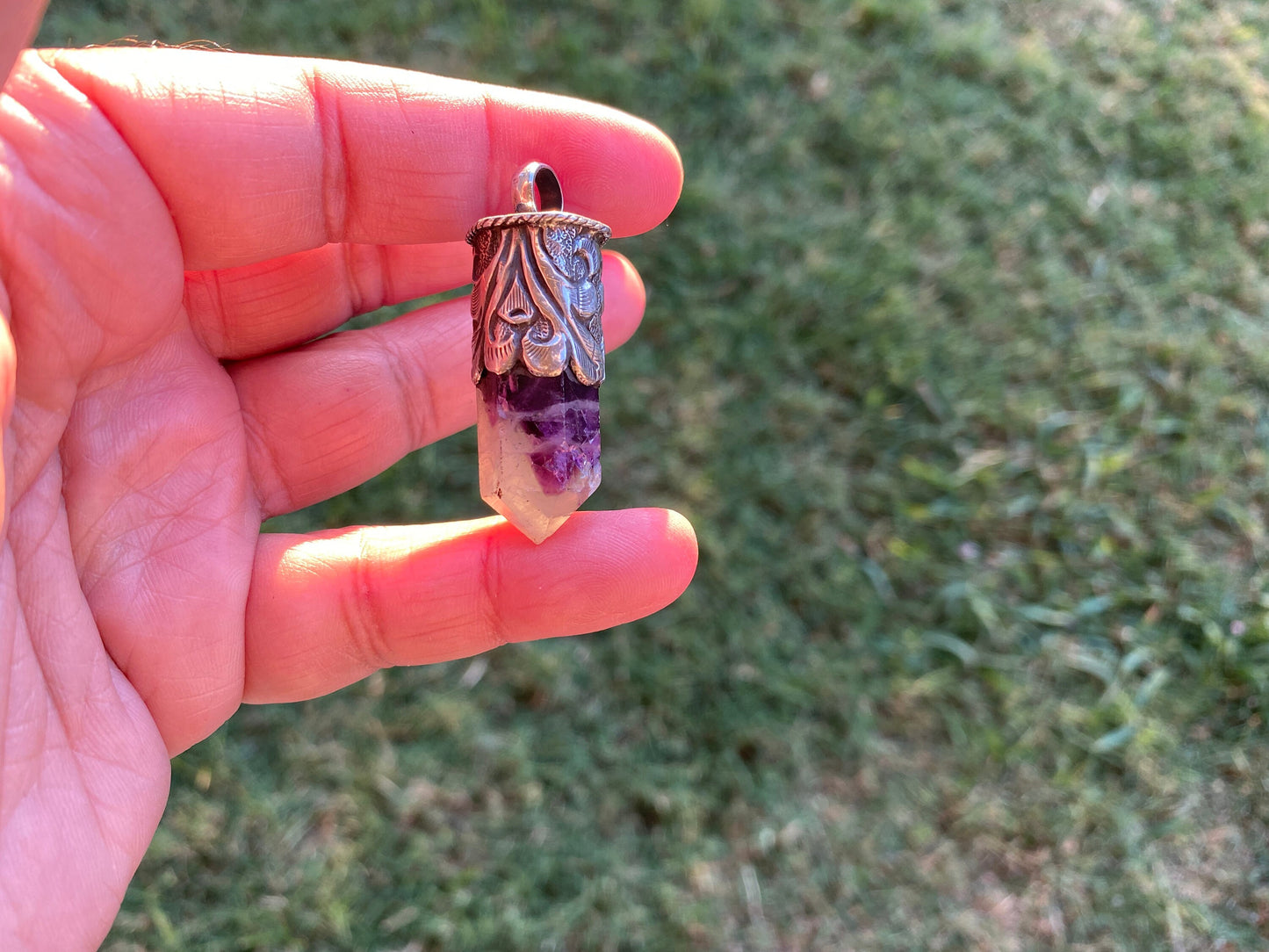 92.5 Sterling Silver Rainbow Fluorite Crystal Point Pendant, Healing Point Crystal, Fluorite Gemstone Point, Natural Fluorite Crystal Point