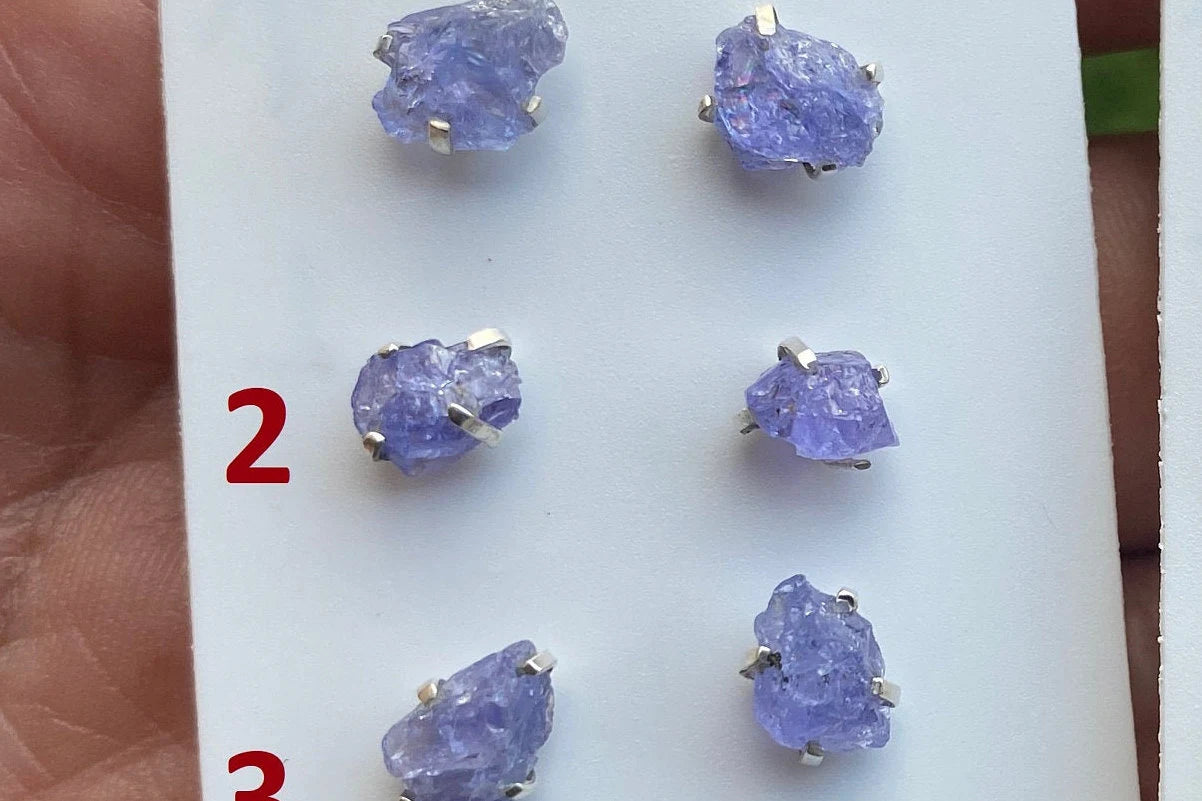 Raw Lapis Lazuli Gemstone Stud Earring, 92.5 Sterling Silver, Raw Natural Energy Stone, Protection Jewelry, Handmade Earring, Birthday Gift