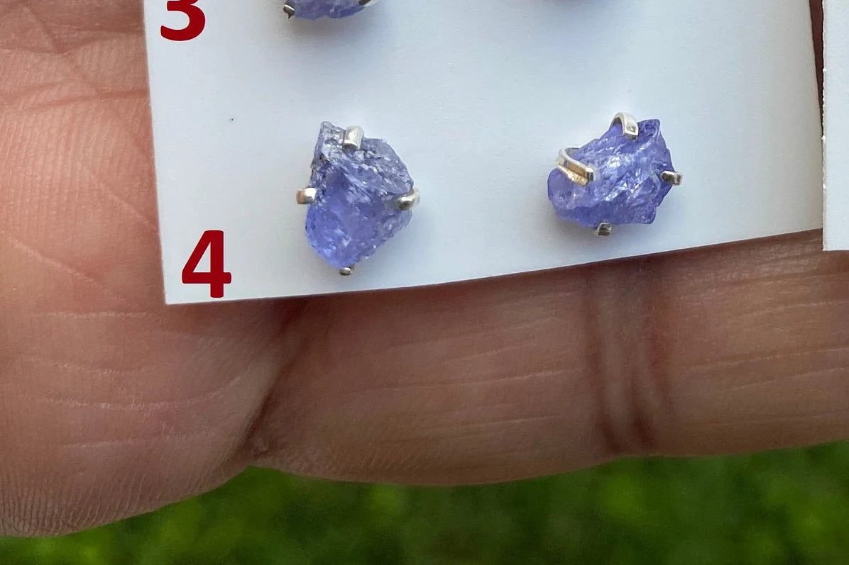 Raw Lapis Lazuli Gemstone Stud Earring, 92.5 Sterling Silver, Raw Natural Energy Stone, Protection Jewelry, Handmade Earring, Birthday Gift