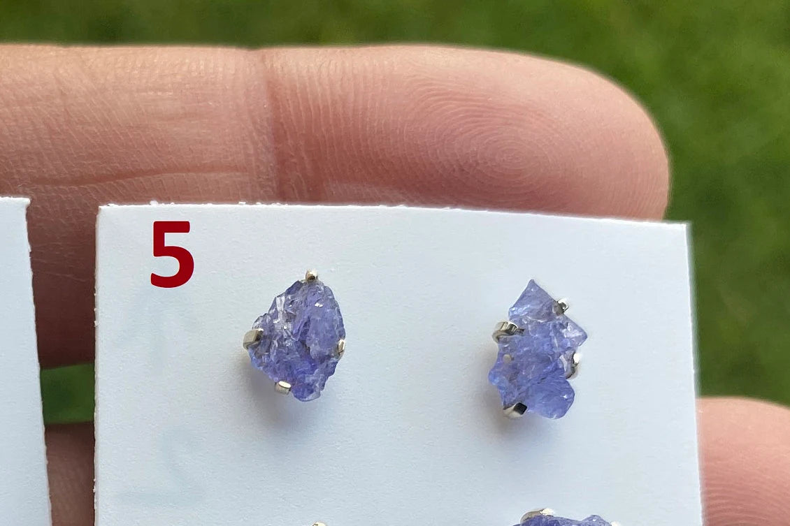 Raw Lapis Lazuli Gemstone Stud Earring, 92.5 Sterling Silver, Raw Natural Energy Stone, Protection Jewelry, Handmade Earring, Birthday Gift