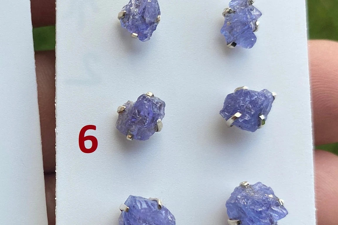 Raw Lapis Lazuli Gemstone Stud Earring, 92.5 Sterling Silver, Raw Natural Energy Stone, Protection Jewelry, Handmade Earring, Birthday Gift