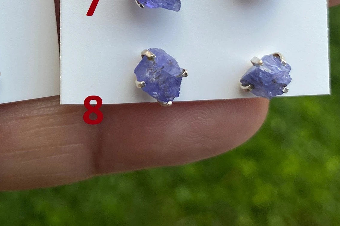 Raw Lapis Lazuli Gemstone Stud Earring, 92.5 Sterling Silver, Raw Natural Energy Stone, Protection Jewelry, Handmade Earring, Birthday Gift