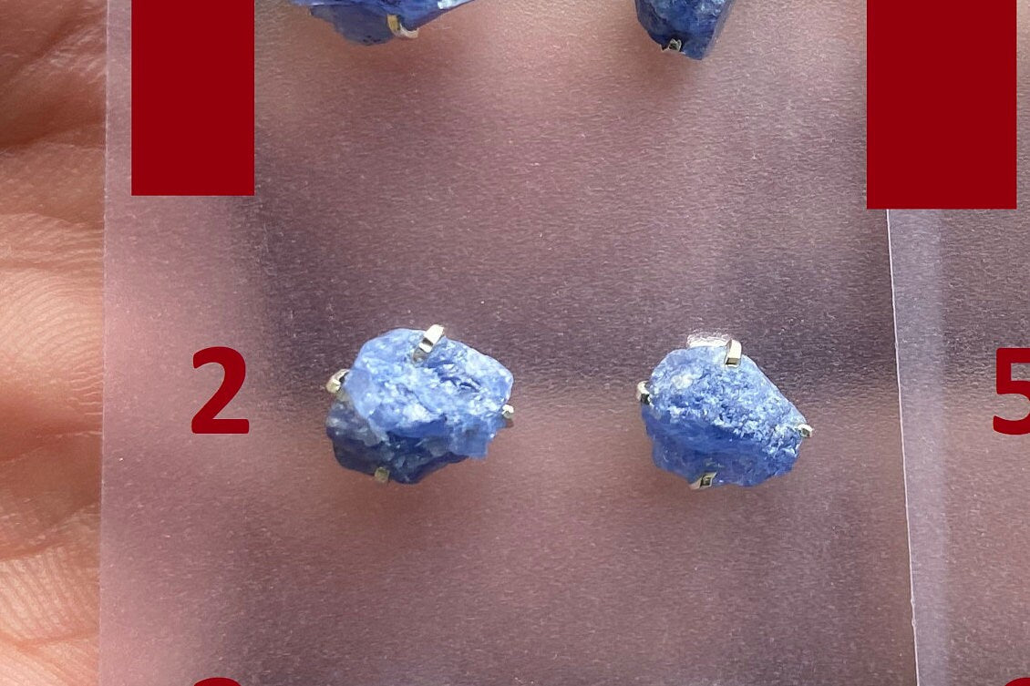 Raw Lapis Lazuli Gemstone Stud Earring, 92.5 Sterling Silver, Raw Natural Stone, Energy, Protection Jewelry, Handmade Earring, Birthday Gift