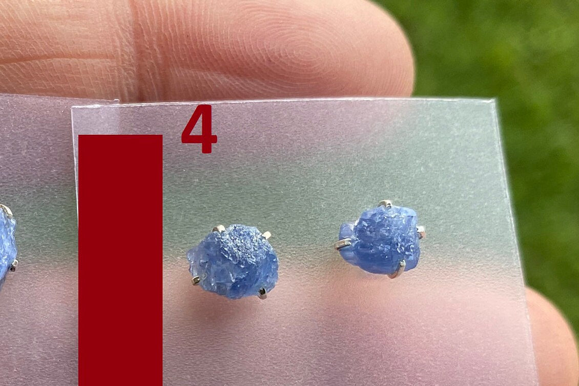 Raw Lapis Lazuli Gemstone Stud Earring, 92.5 Sterling Silver, Raw Natural Stone, Energy, Protection Jewelry, Handmade Earring, Birthday Gift
