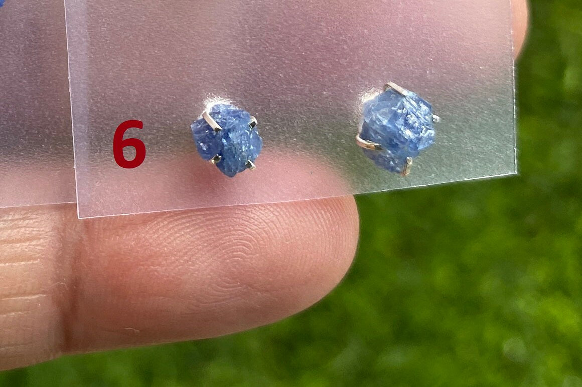 Raw Lapis Lazuli Gemstone Stud Earring, 92.5 Sterling Silver, Raw Natural Stone, Energy, Protection Jewelry, Handmade Earring, Birthday Gift