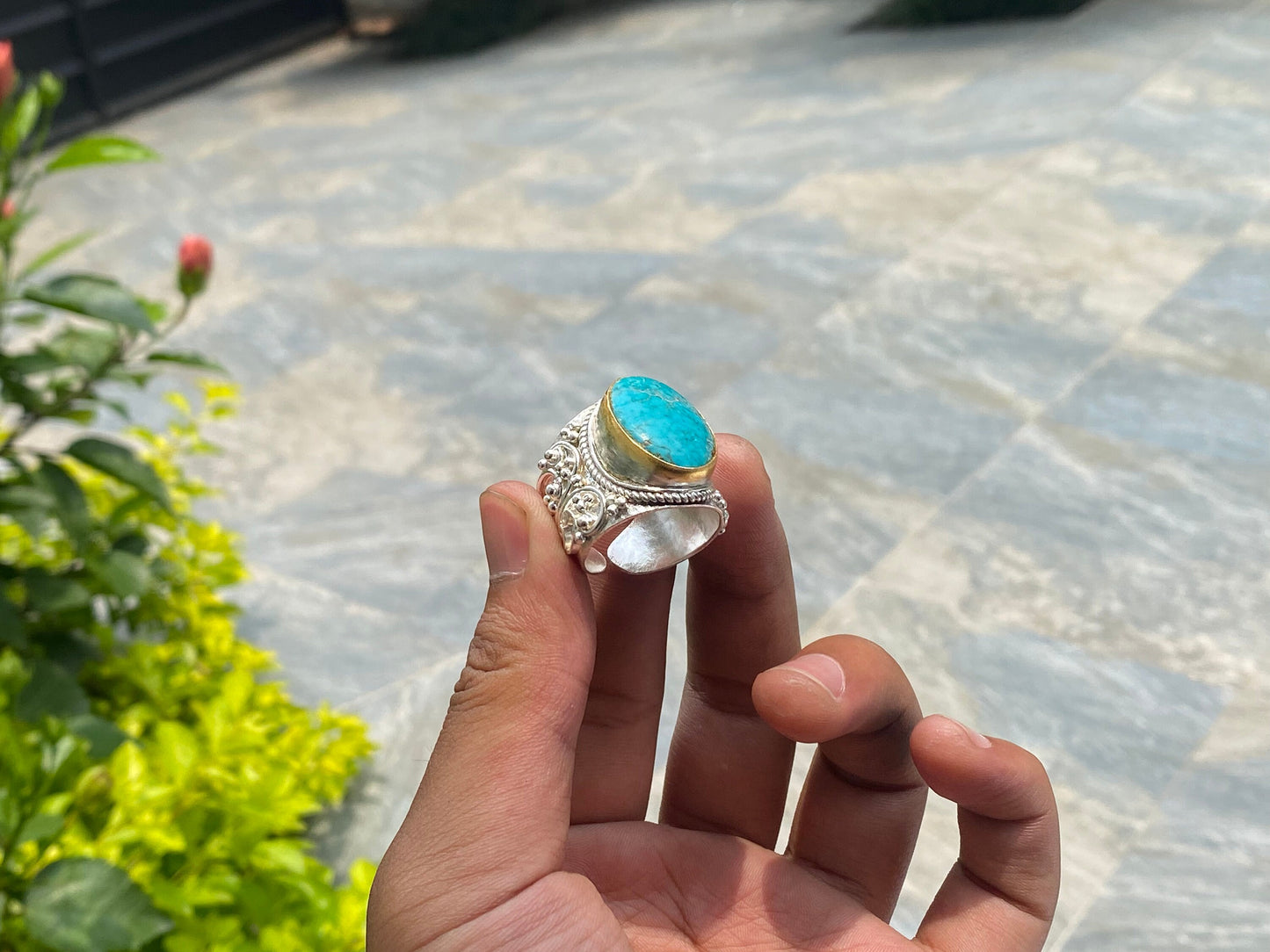 Adjustable Aesthetic Two Tone Ring, Handmade Ring, Hammered Ring, Ring for Daily wear, Gold and Silver overlay over Brass, gift ideas.