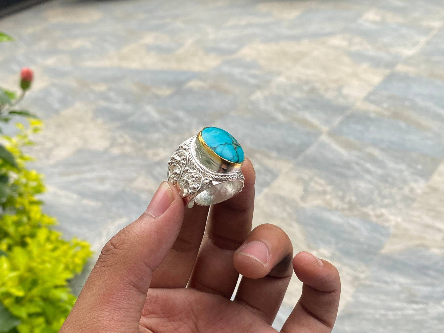 Adjustable Aesthetic Two Tone Ring, Handmade Ring, Hammered Ring, Ring for Daily wear, Gold and Silver overlay over Brass, gift ideas.