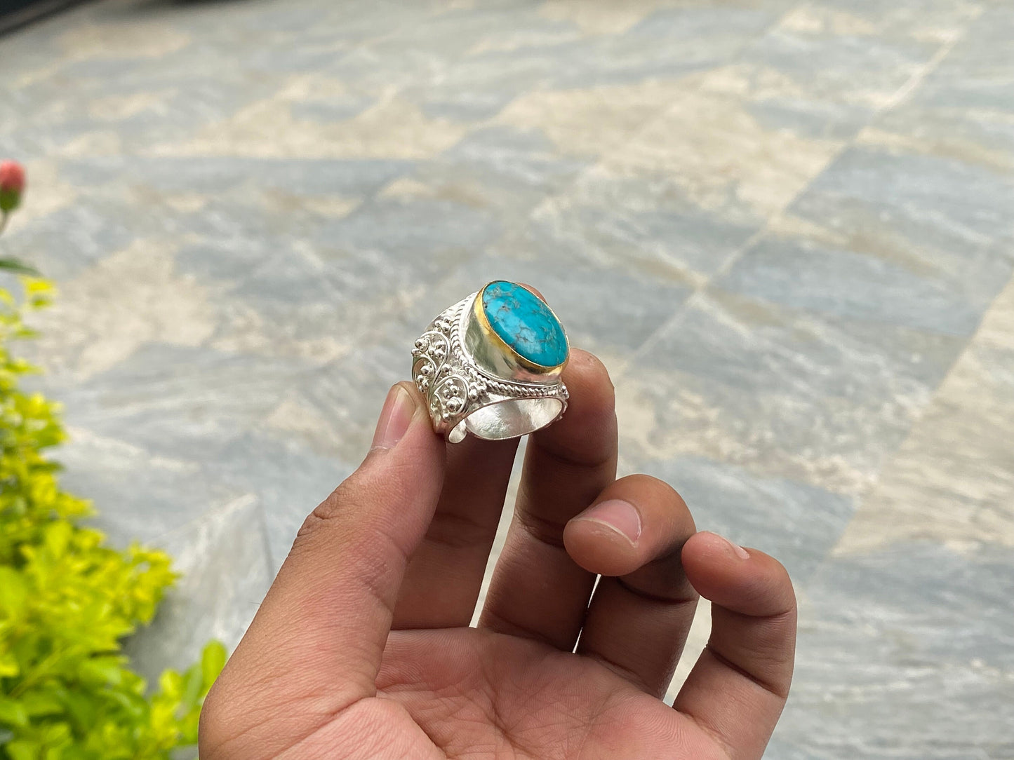Adjustable Aesthetic Two Tone Ring, Handmade Ring, Hammered Ring, Ring for Daily wear, Gold and Silver overlay over Brass, gift ideas.
